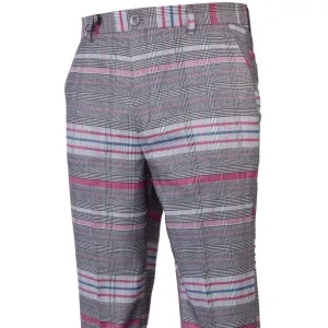 Plaid Gray Pink Fuchsia White Blue  Pants Classic Elegance Chill Ready