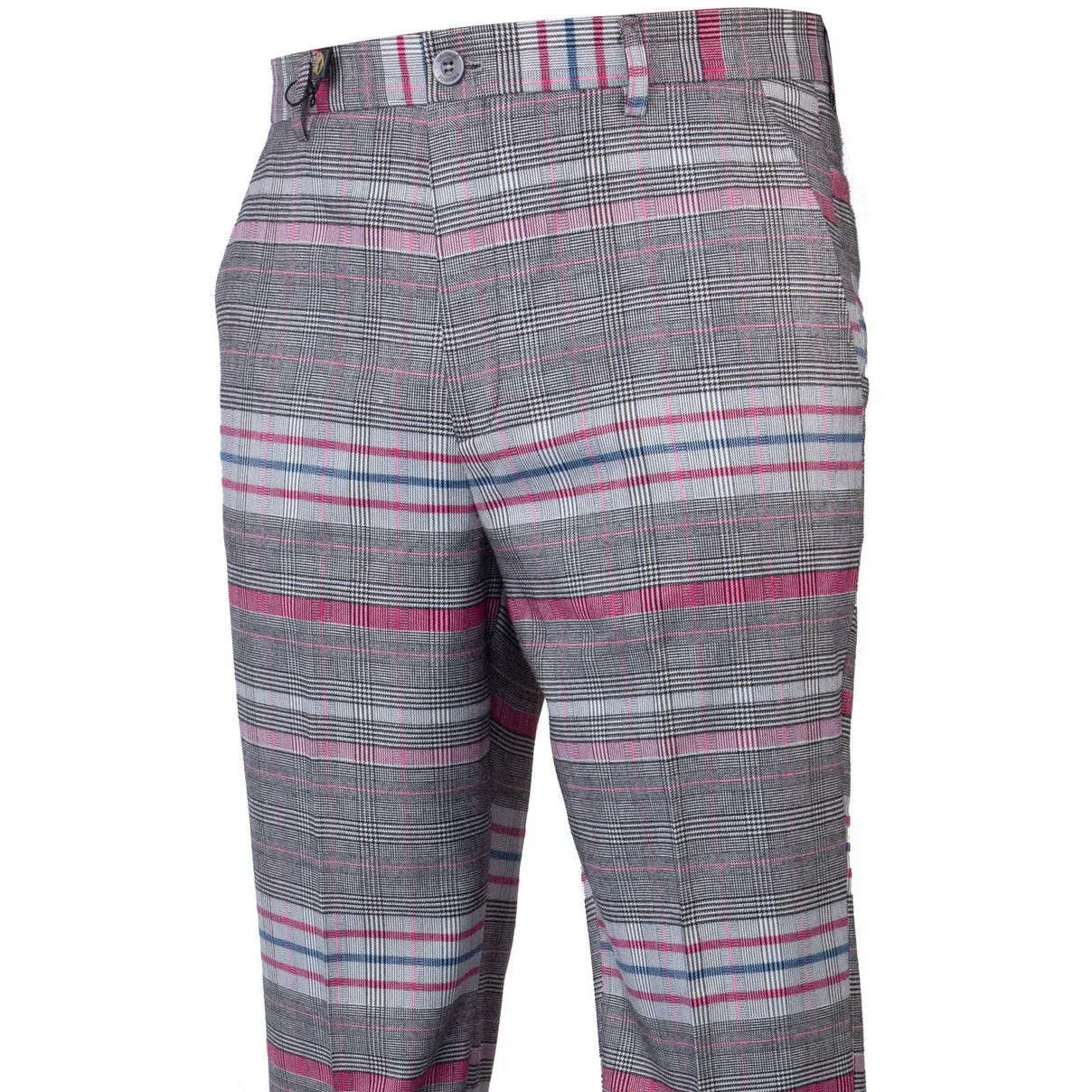 Workout Ready Plaid Gray Pink Fuchsia White Blue  Pants