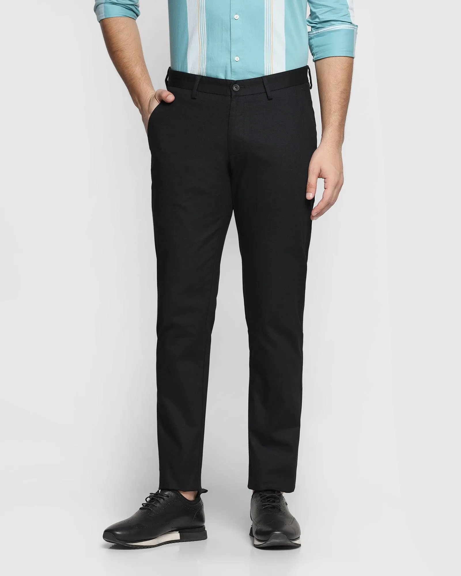 Slim Fit B-91 Casual Black Textured Khakis - Aiden Comfy Vibes