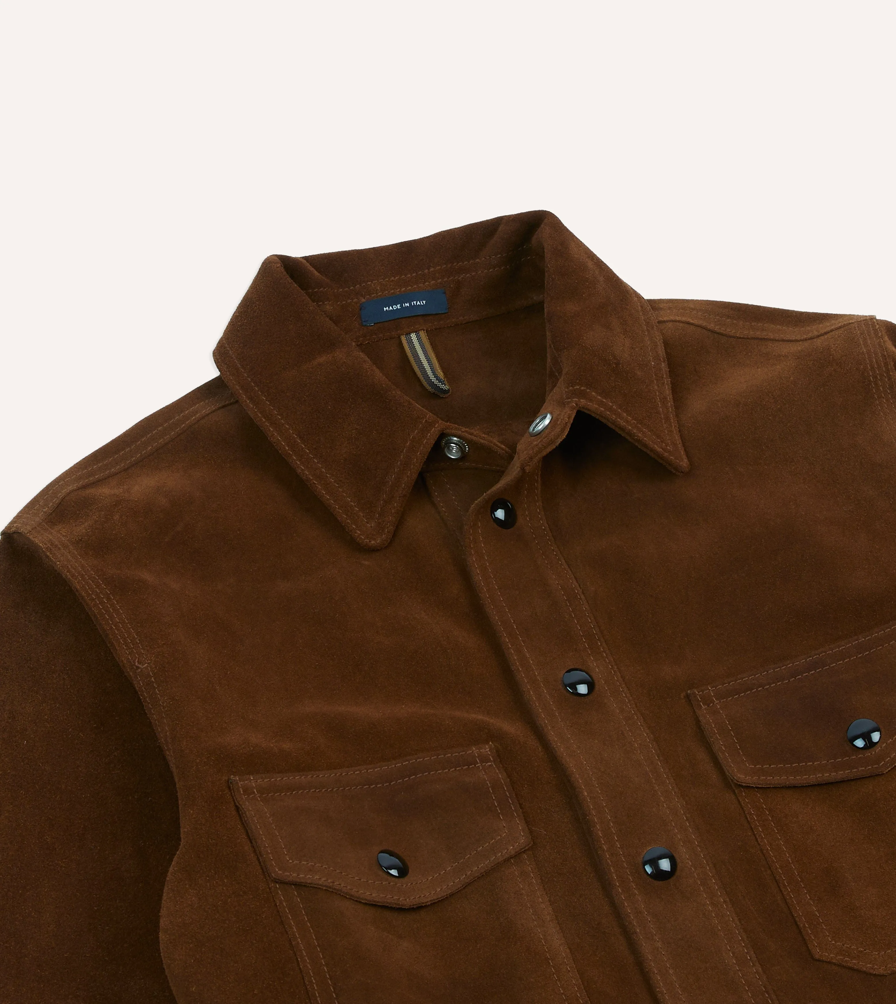Brown Roughout Suede Overshirt Fashion Forward Wrinkle Resistant Material
