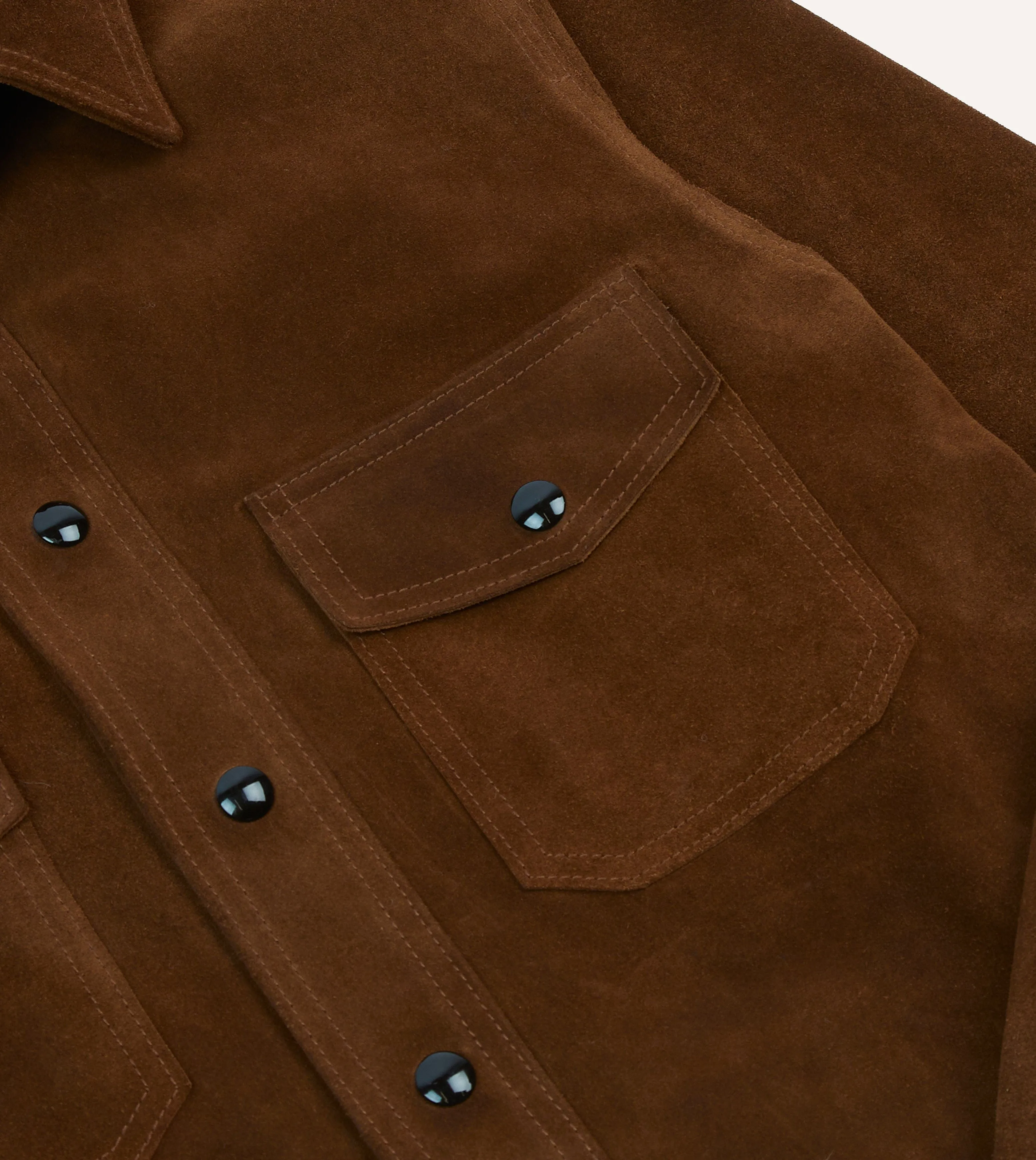 Brown Roughout Suede Overshirt Pre Shrunk Cotton Blend