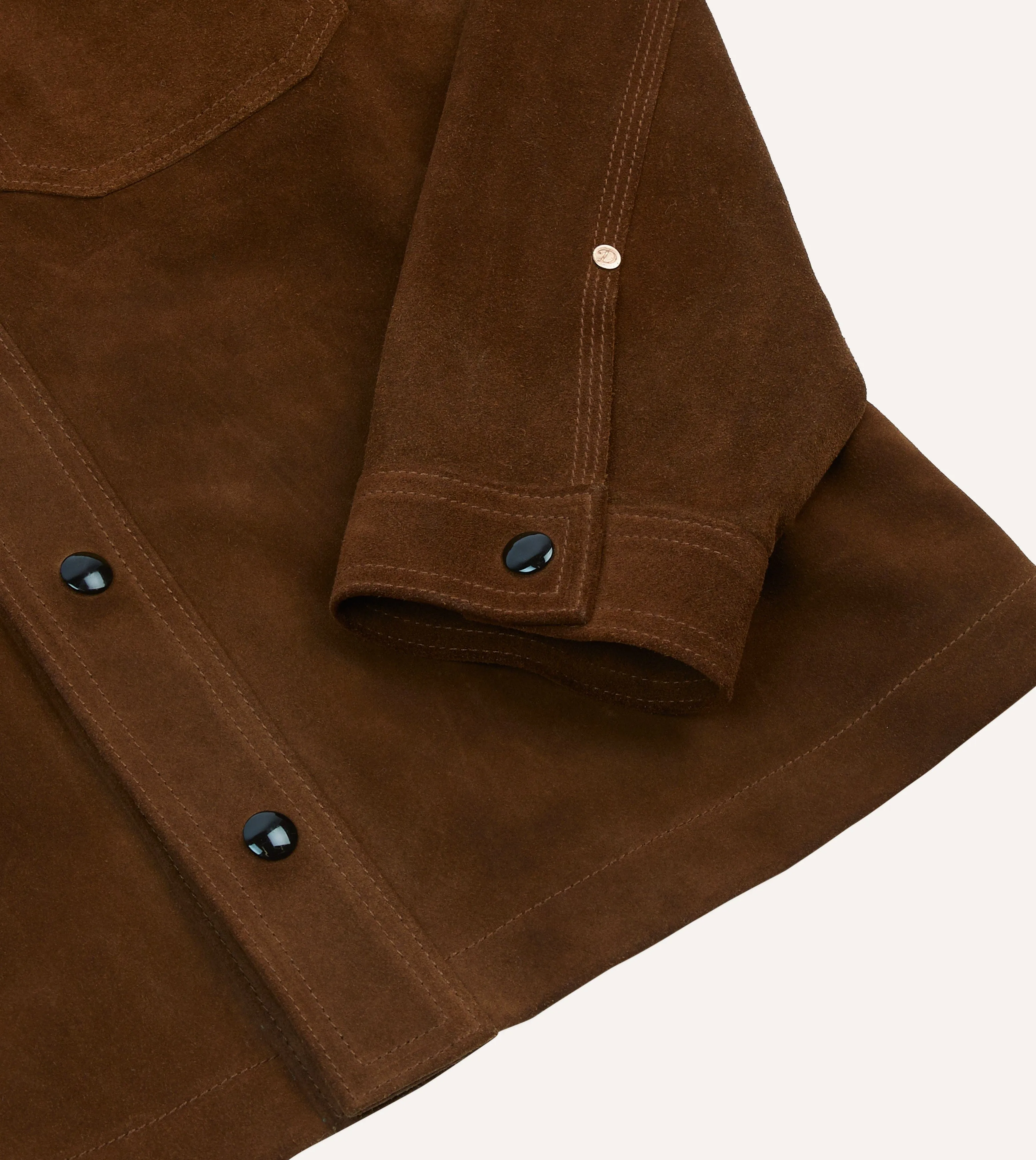 Brown Roughout Suede Overshirt Polished Placket