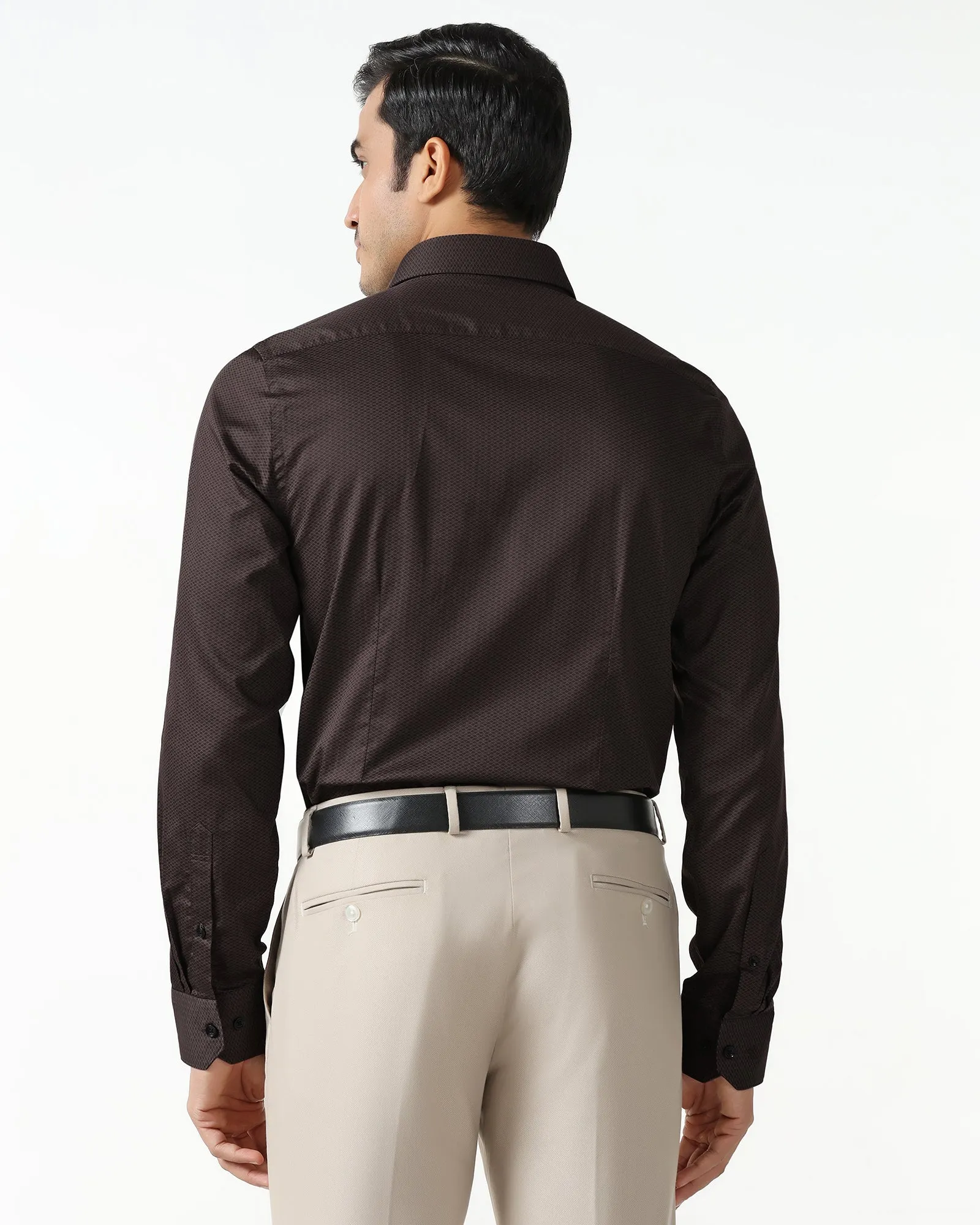 Anti Static Fabric Plaid Design Brown Printed Shirt - Radio