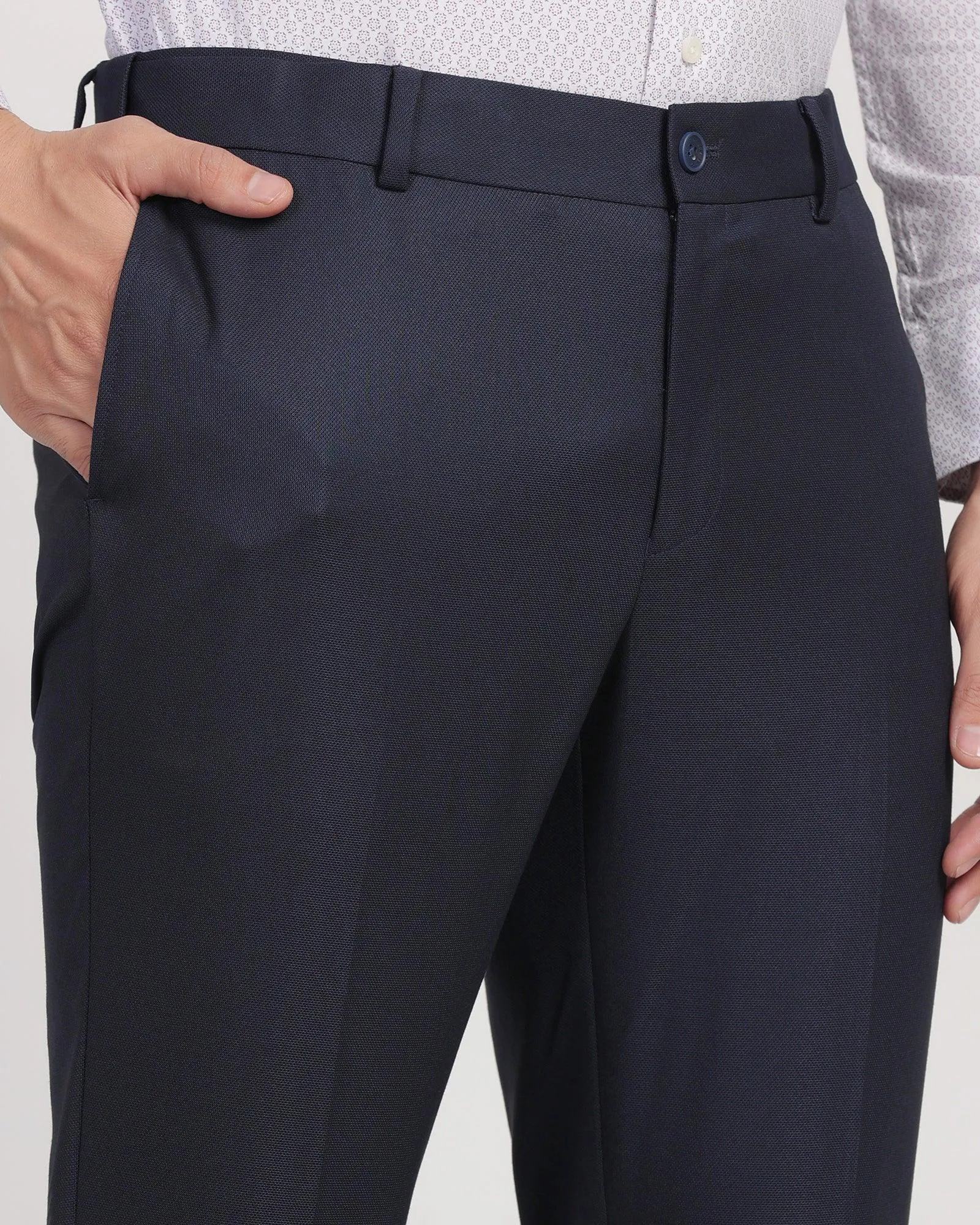 Slim Comfort B-95 Formal Blue Textured Trouser - Passion Daily Comfort Fit