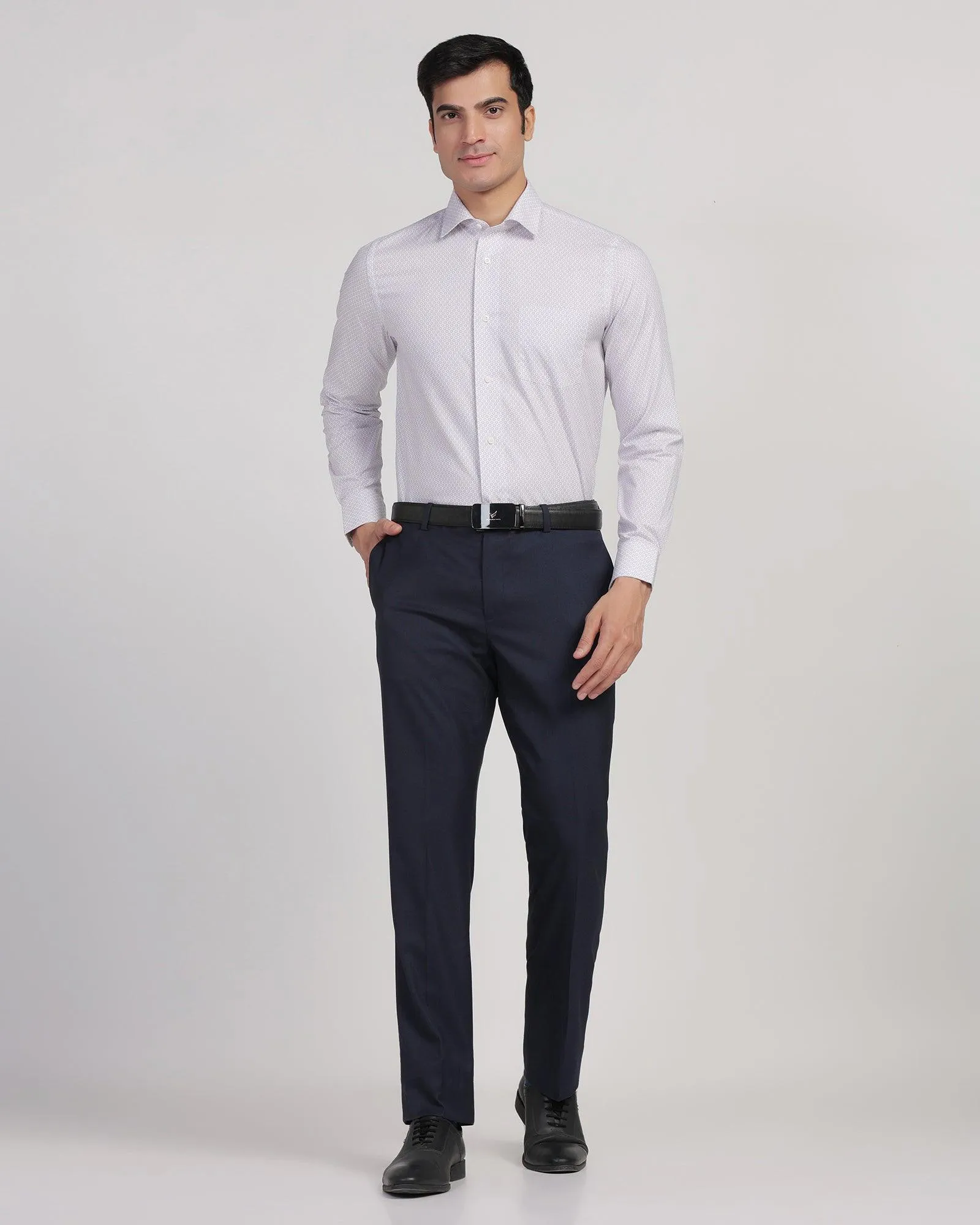 Slim Comfort B-95 Formal Blue Textured Trouser - Passion WindResistantMaterial Flexible Performance