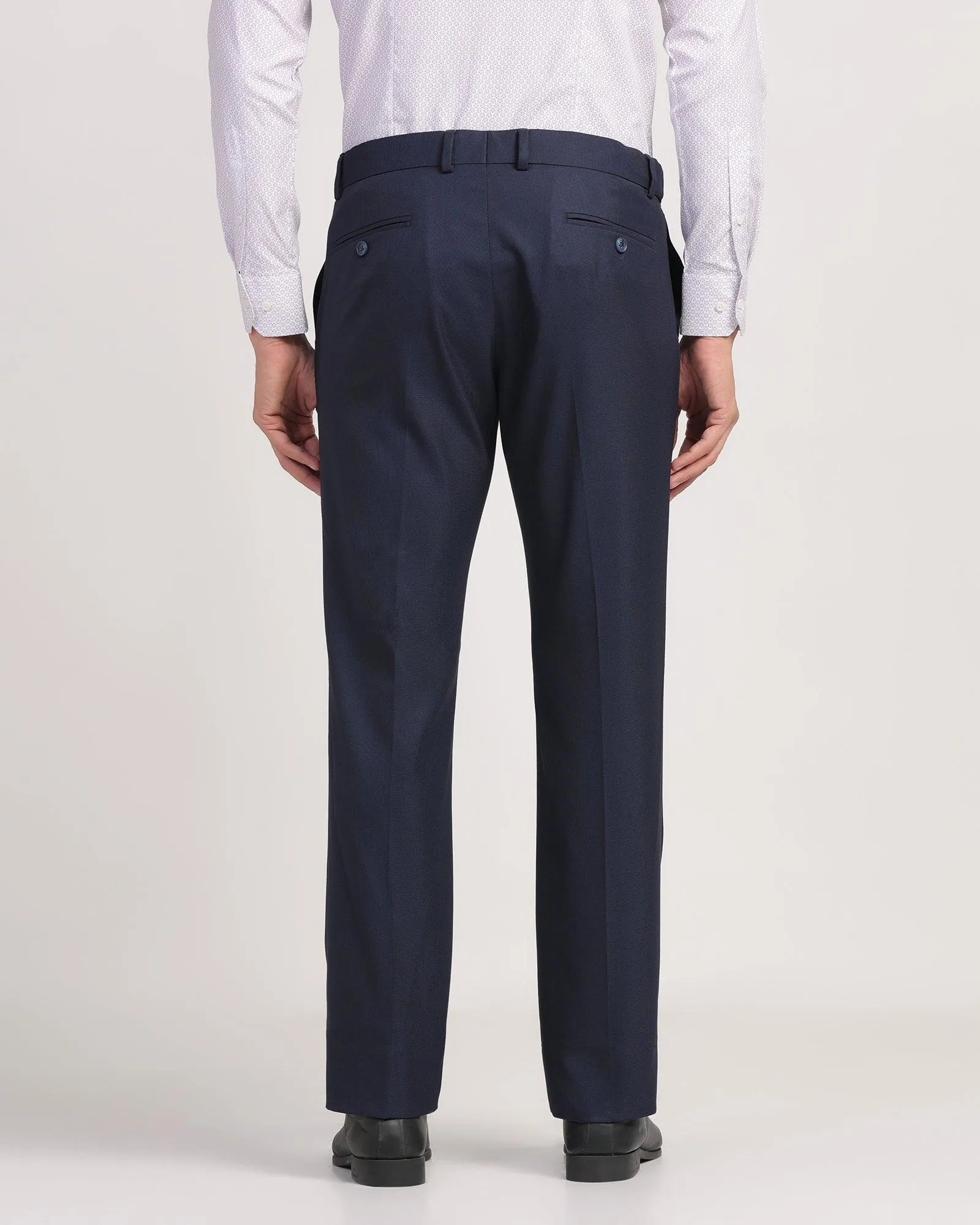 Slim Comfort B-95 Formal Blue Textured Trouser - Passion ElasticWaistband