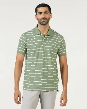 Thermoregulating Lining Sage Green Printed Polo - Maze