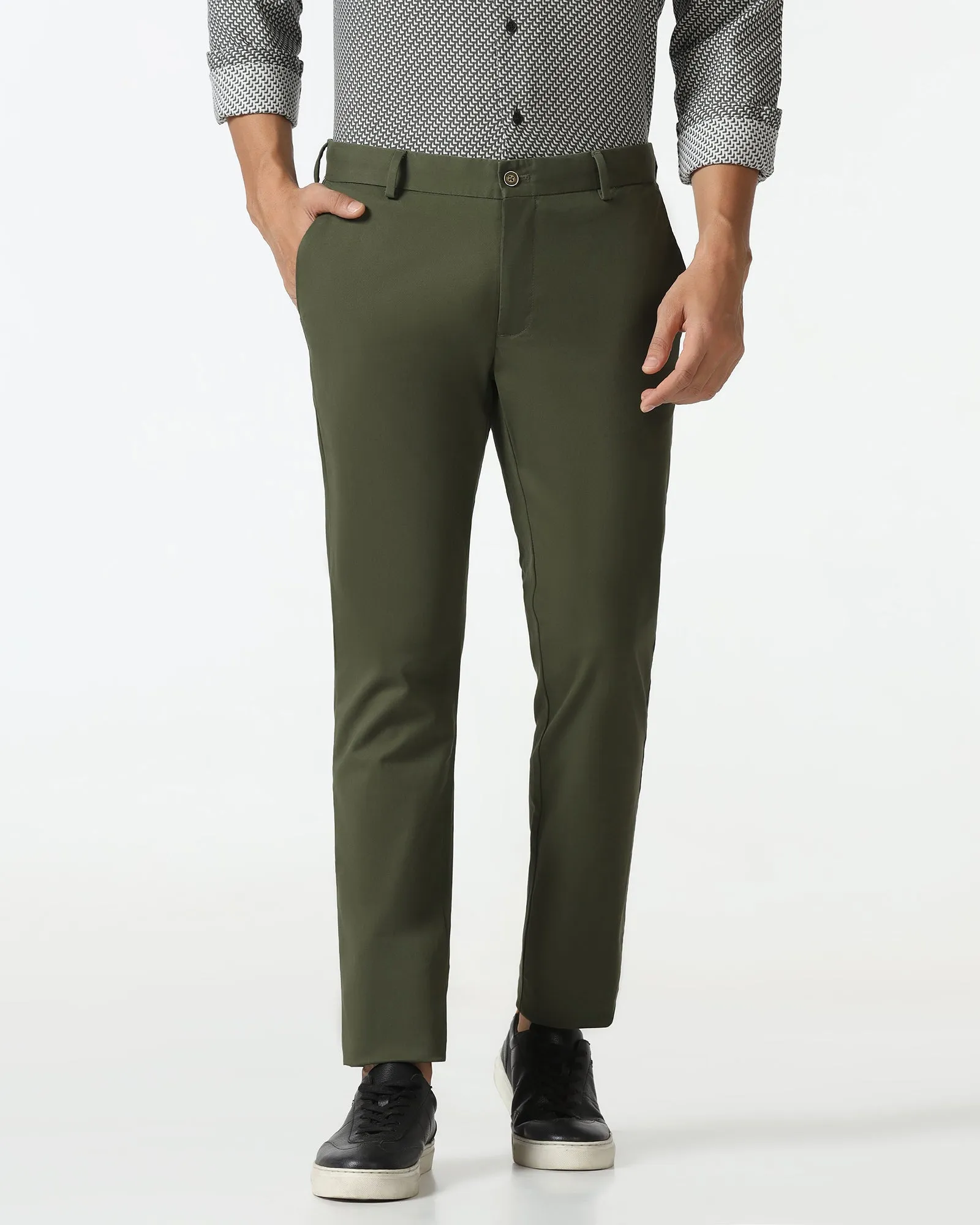 Stay Cool Perfect Comfort Green Solid Khakis - Mario