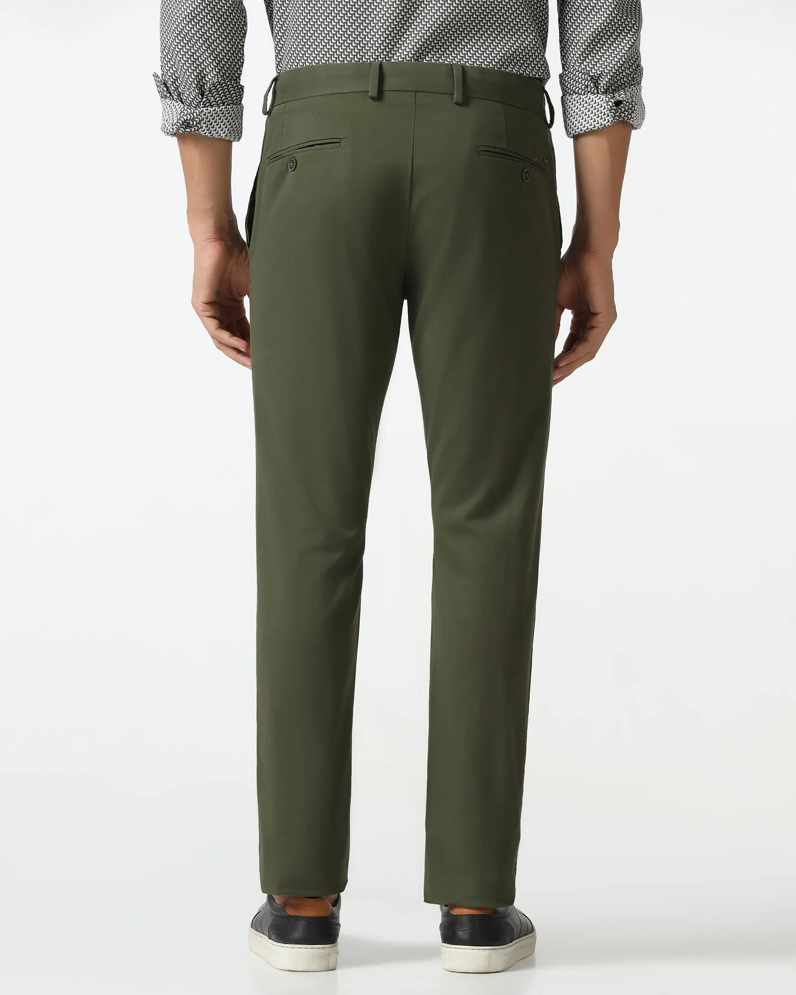 Green Solid Khakis - Mario All Day Wear Heat Dissipating