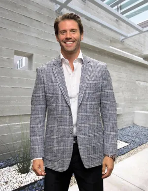 Urban Explorer Look Eco Friendly Coatings TROPEZ GRAY PLAID TAILORED FIT BLAZER