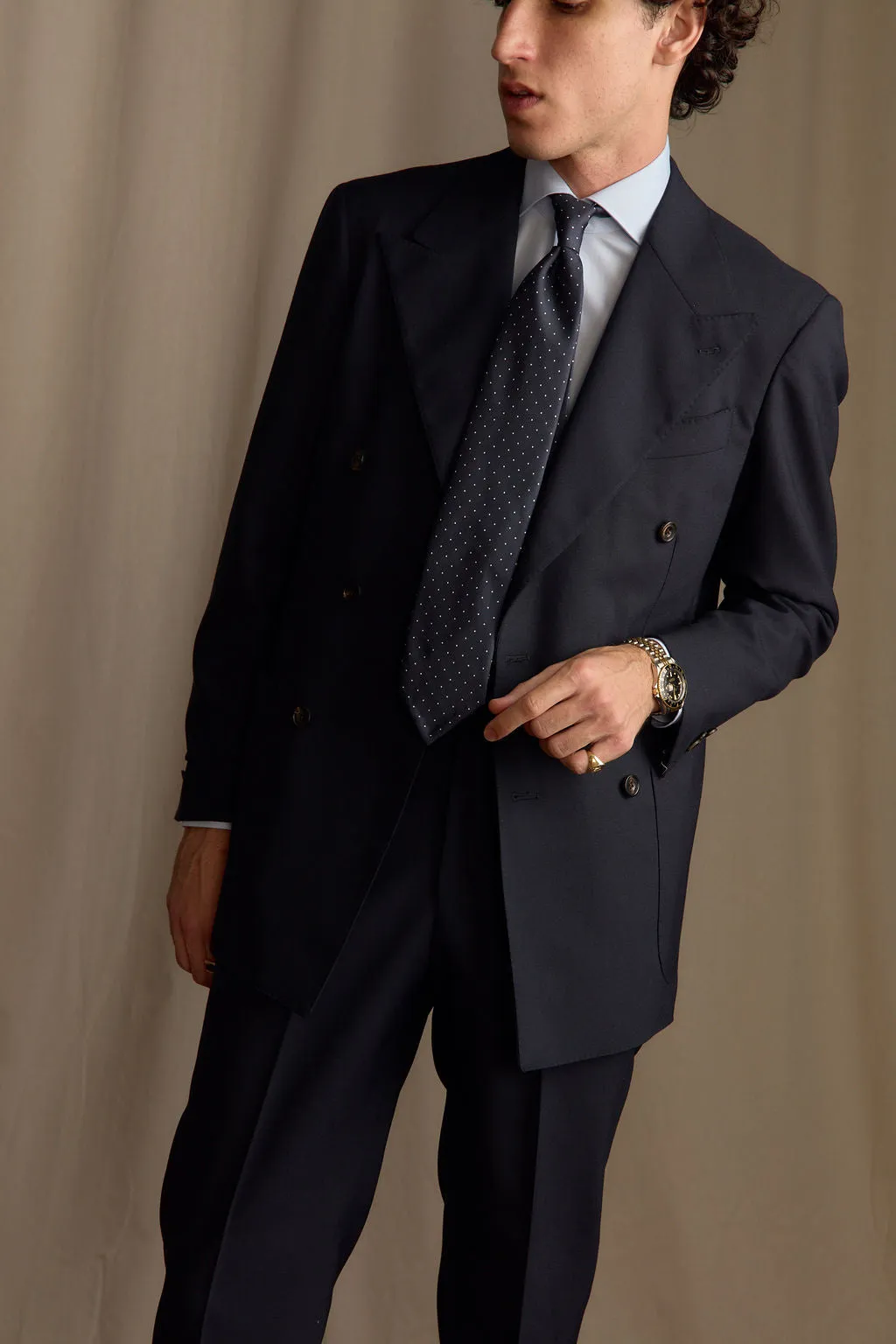 Weekend Casual Navy High Twist Double Breasted Waverly Suit