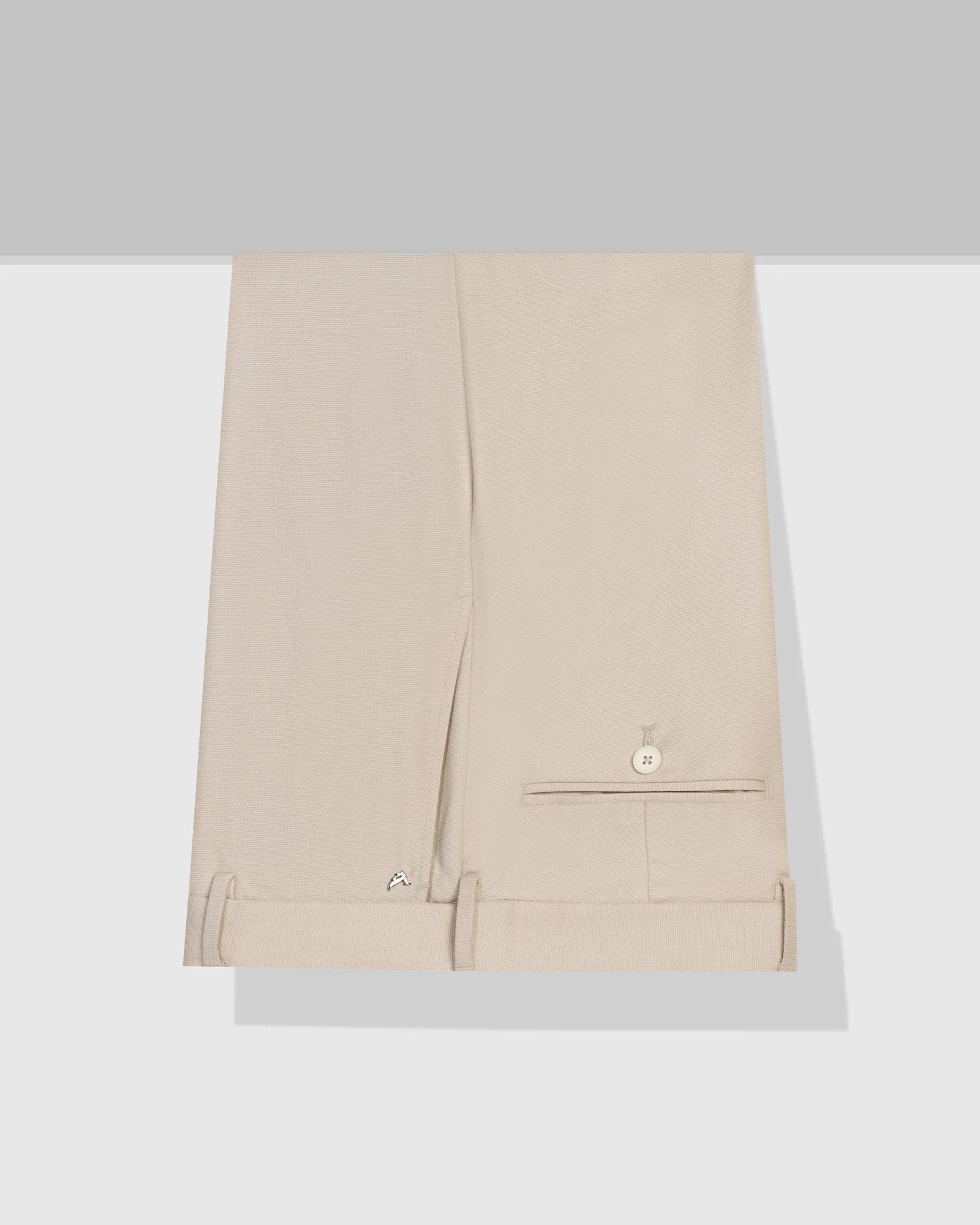 Functional Stretch No Gap Waist Straight B-90 Formal Beige Textured Trouser - Otto
