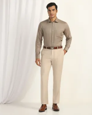 Straight B-90 Formal Beige Textured Trouser - Otto Casual Layering