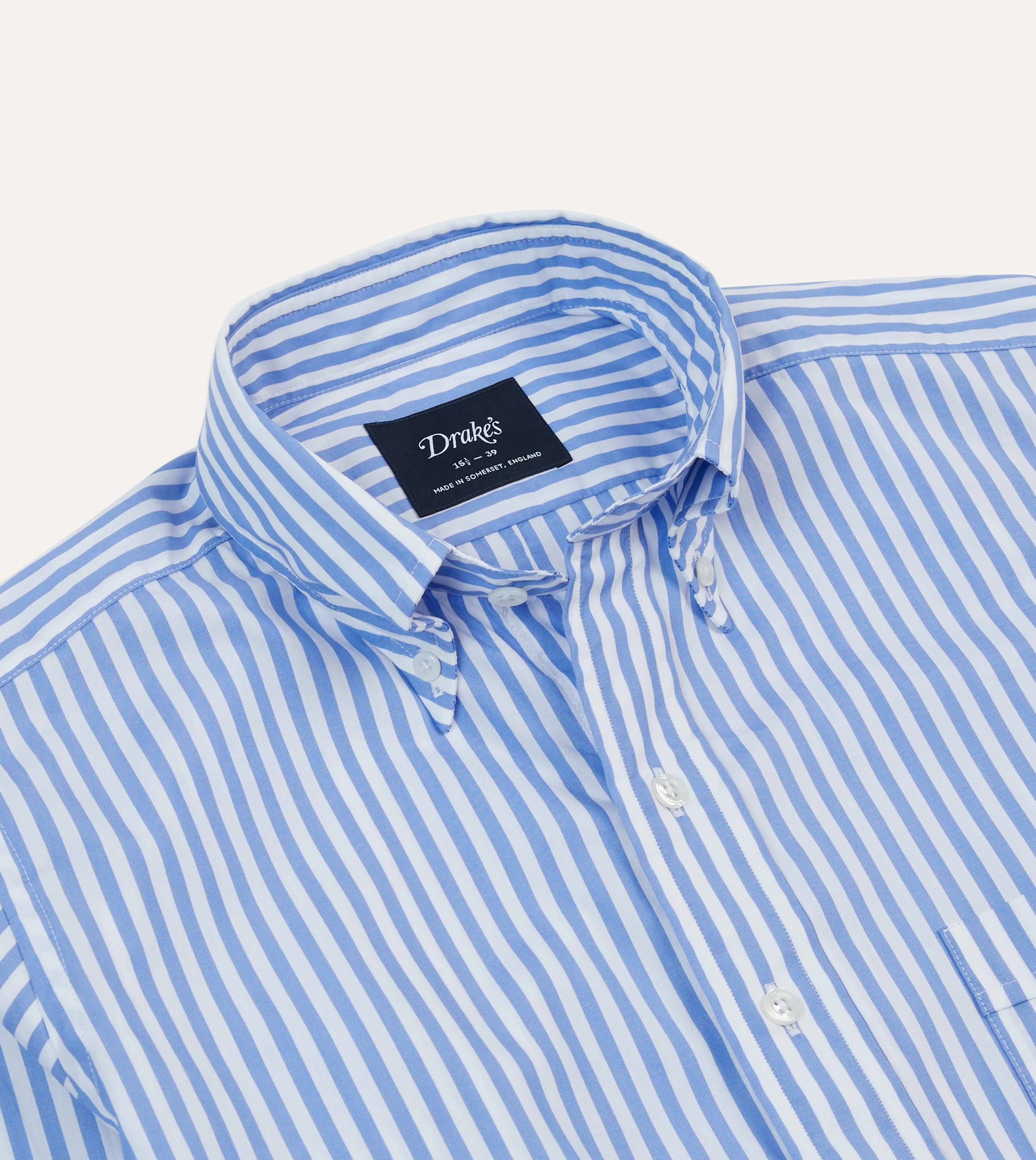 Blue Bengal Stripe Cotton Poplin Button-Down Shirt Linen blend