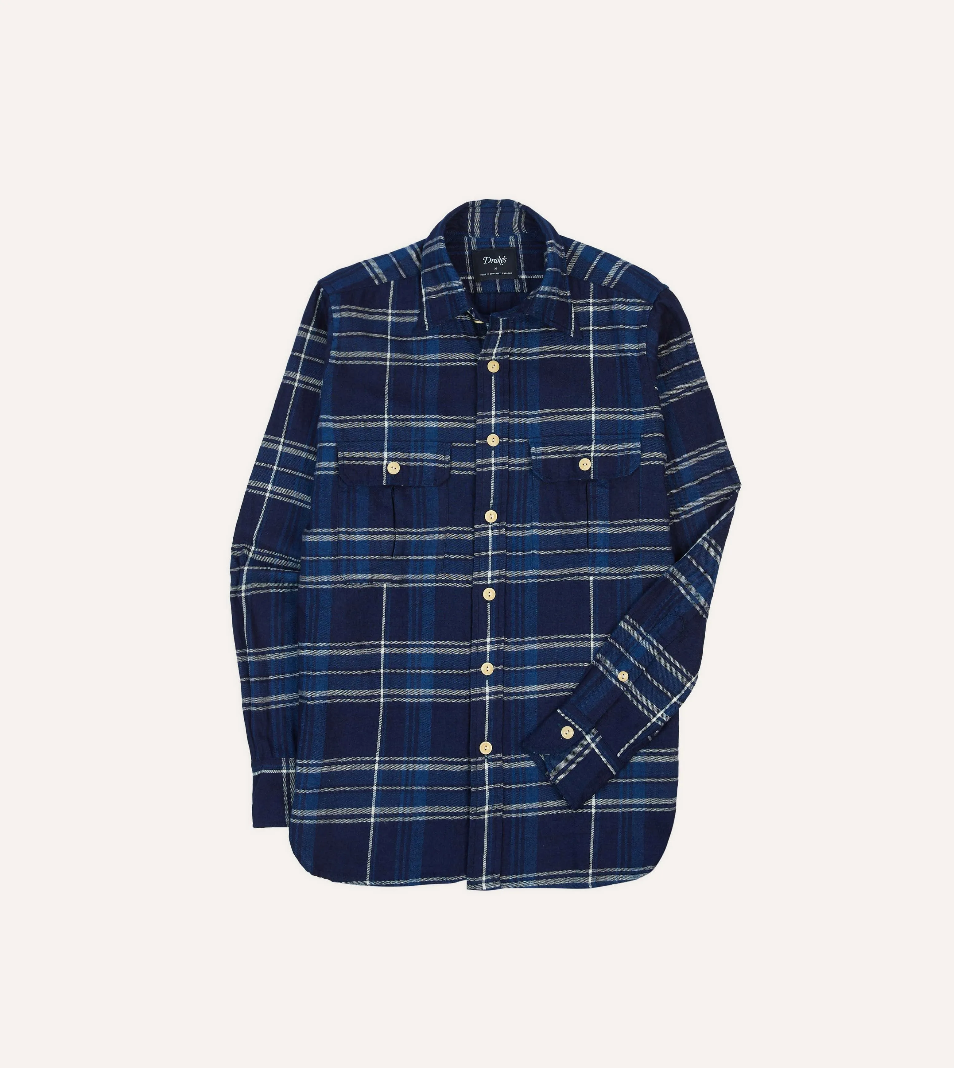 Everyday Essential Limited Edition Blue Check Cotton Long Point Collar Work Shirt