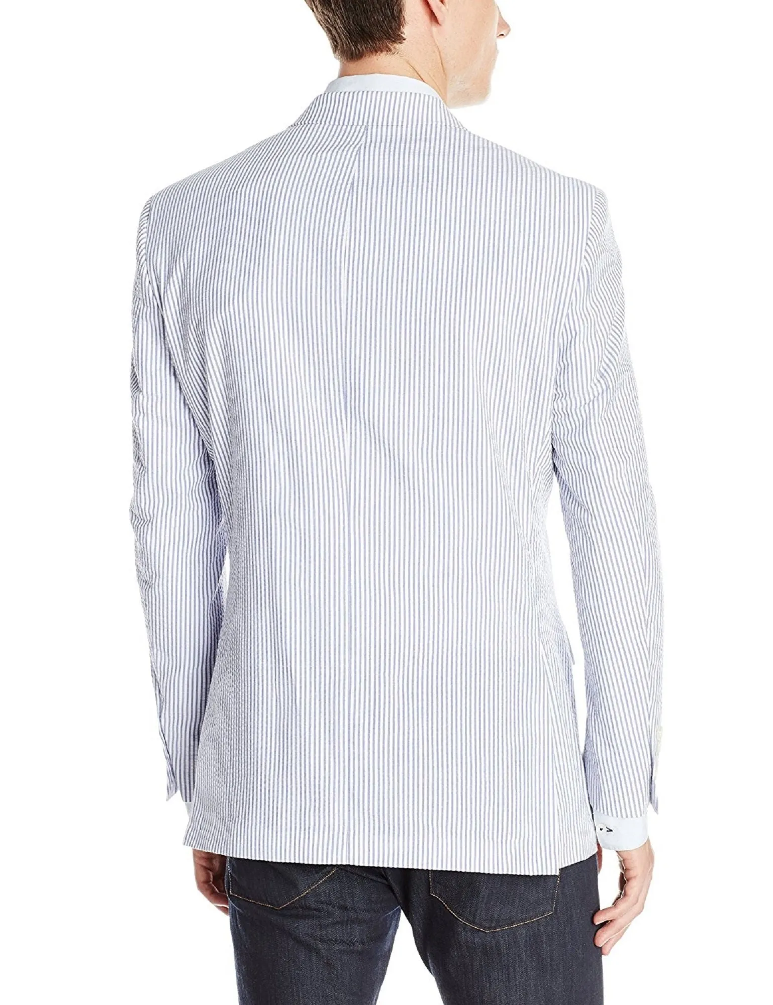 Palm Beach Brock Navy/White Seersucker Suit Separate Jacket Big and Tall Reversible Layer