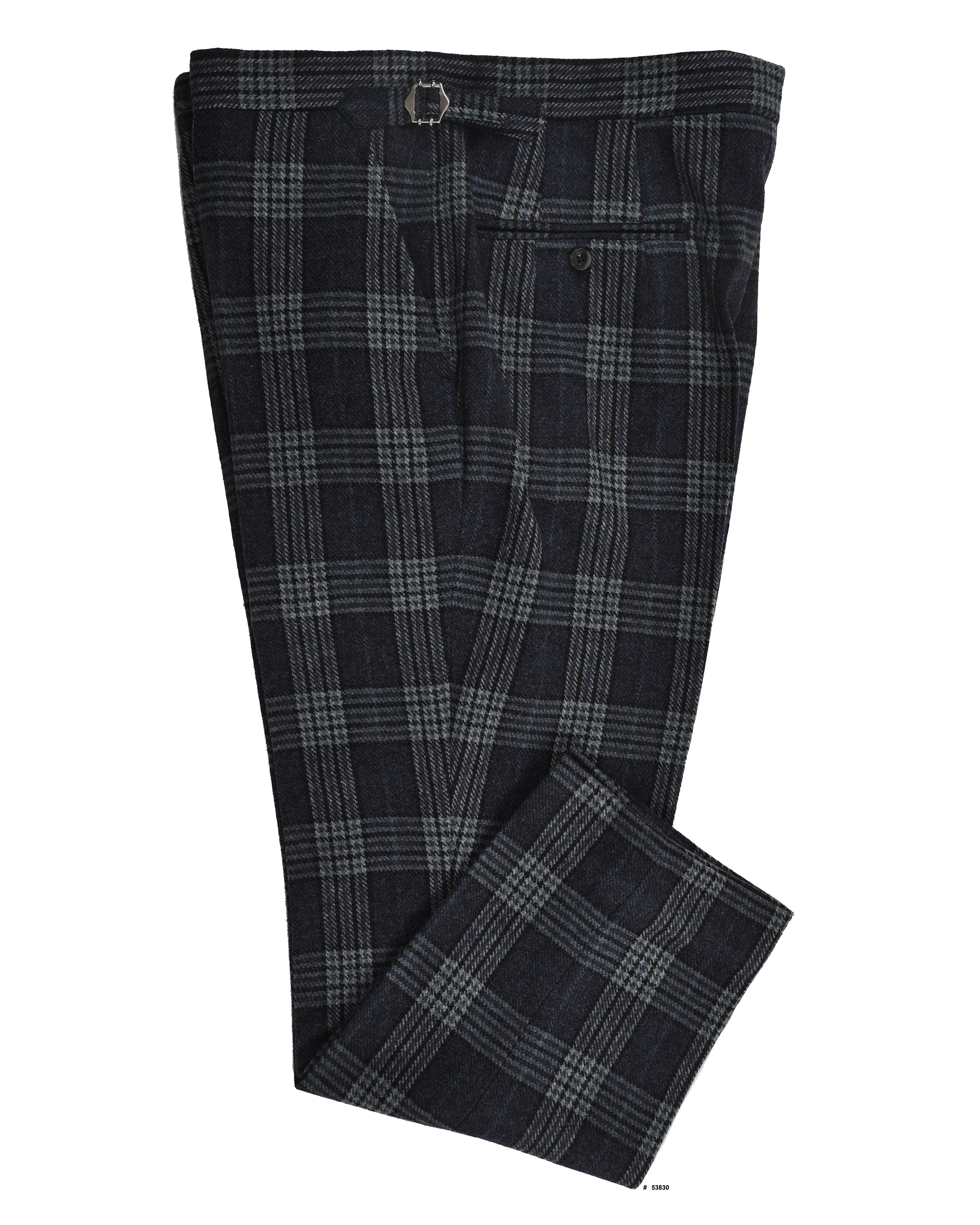 Fashion Comfort Wear Cerruti Blue Green Wool Plaid Pants