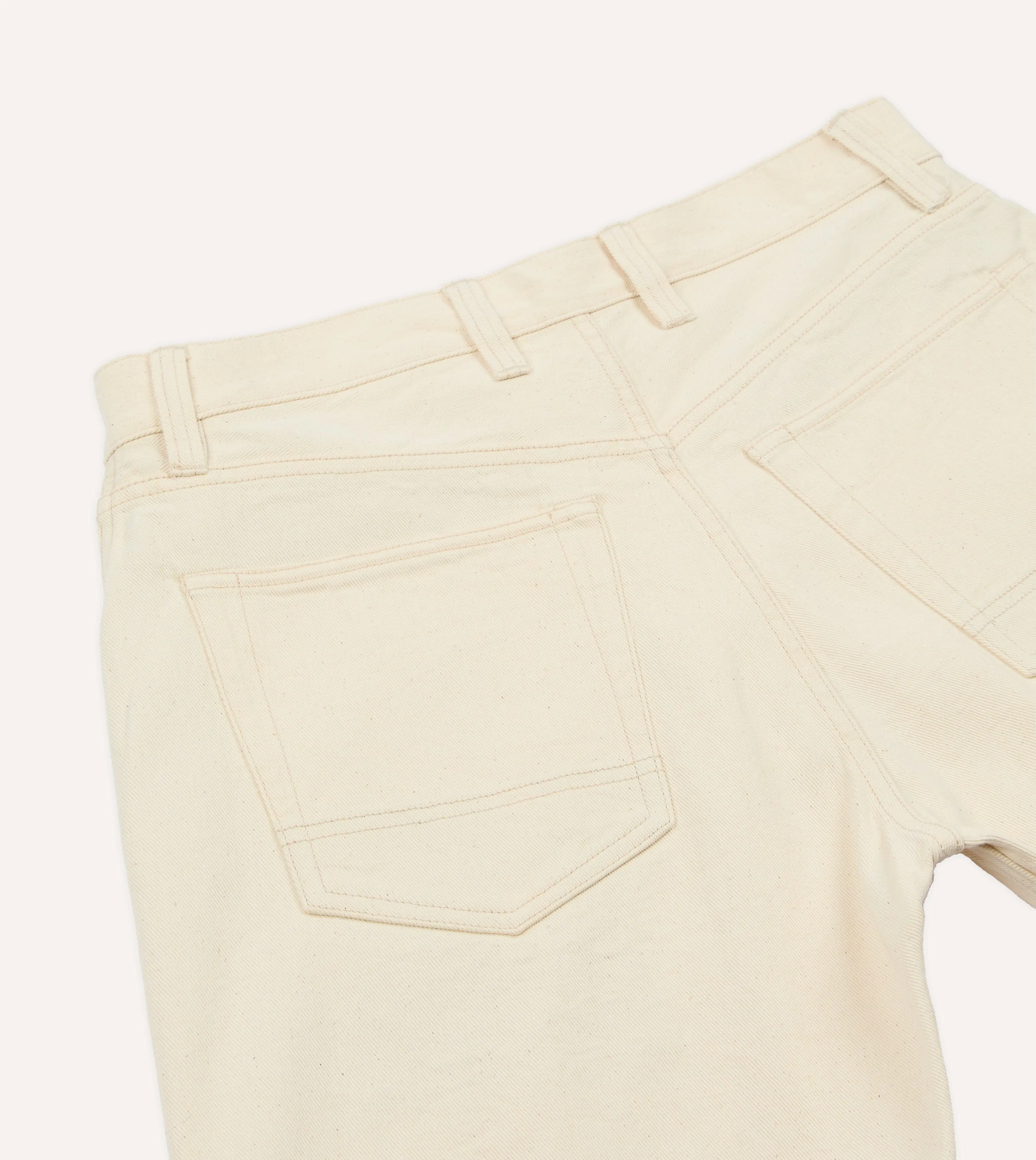 Ecru 12.7oz Selvedge Denim Five-Pocket Shorts suede look