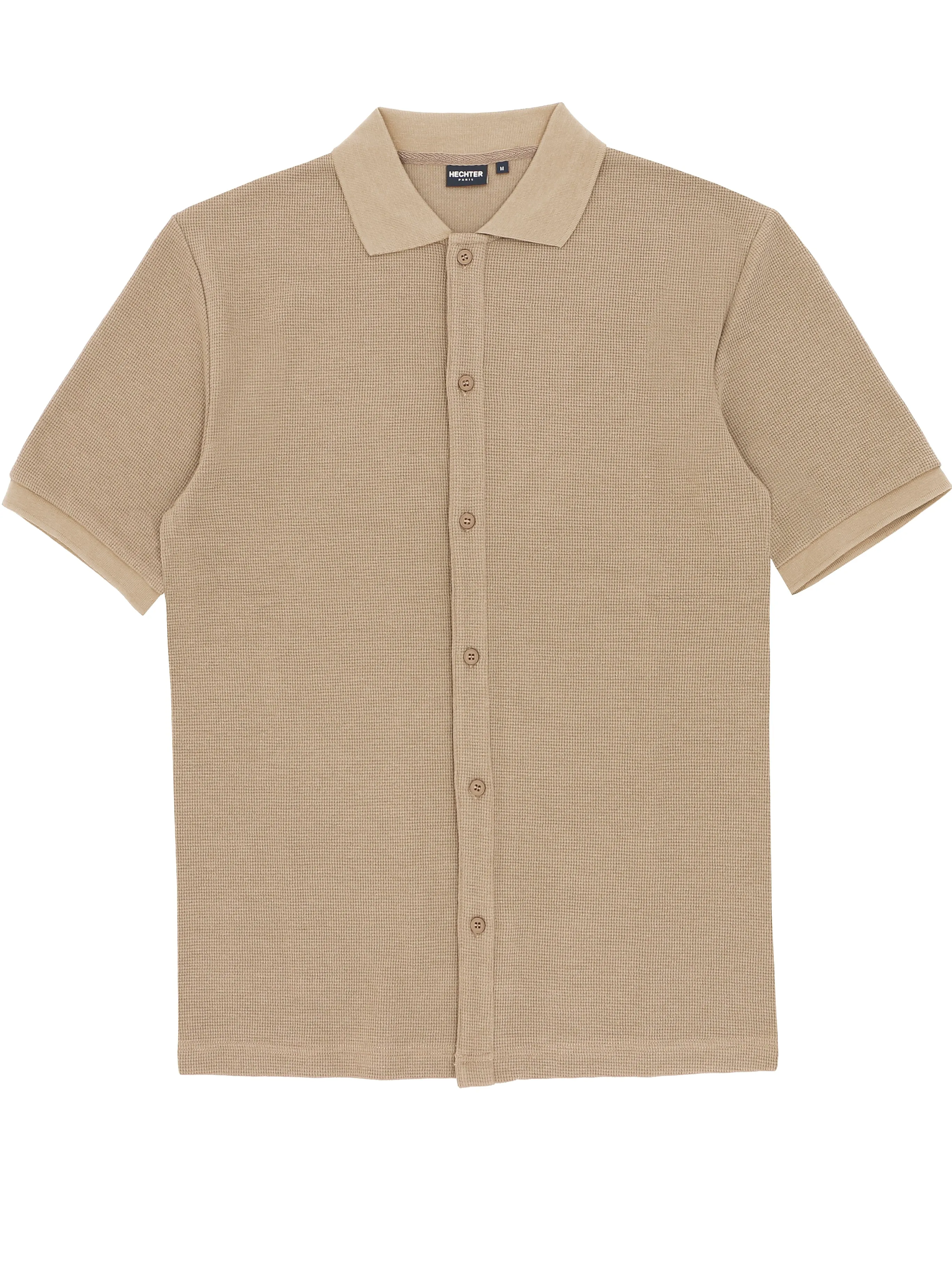 Sheen Beige Knit Shirt Durable Material Fitted Design