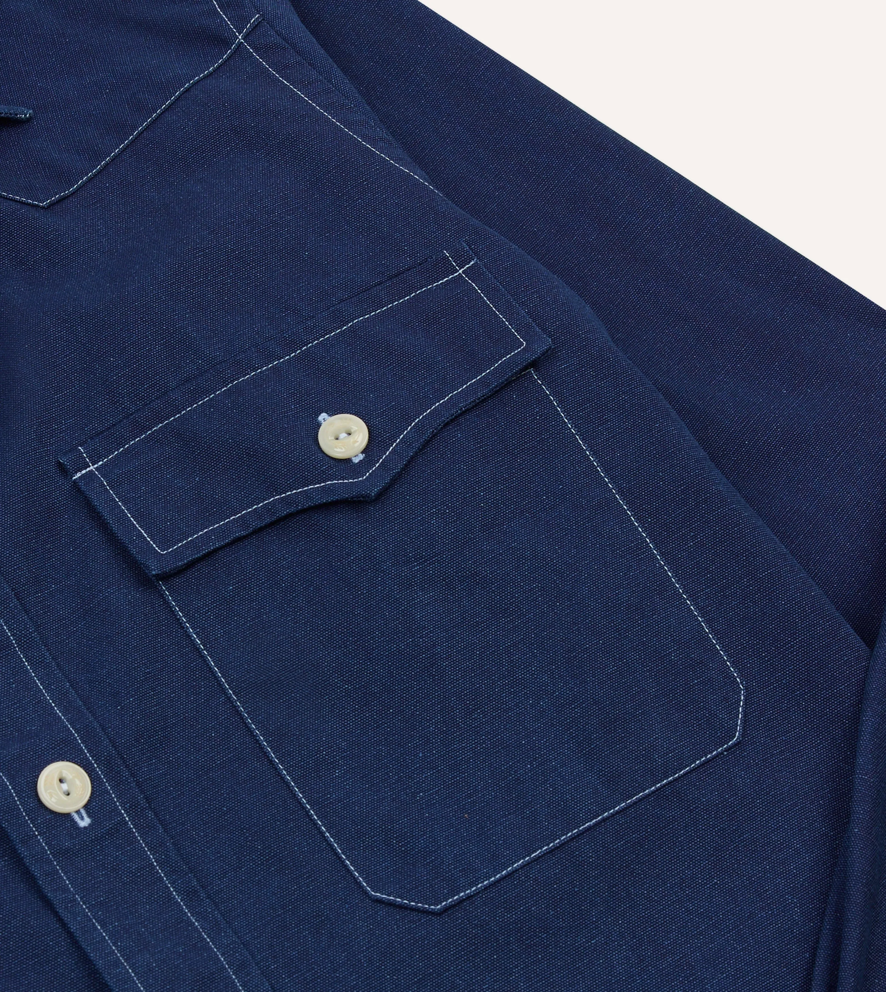 Indigo Canvas Two-Pocket Western Shirt Lounge Wear