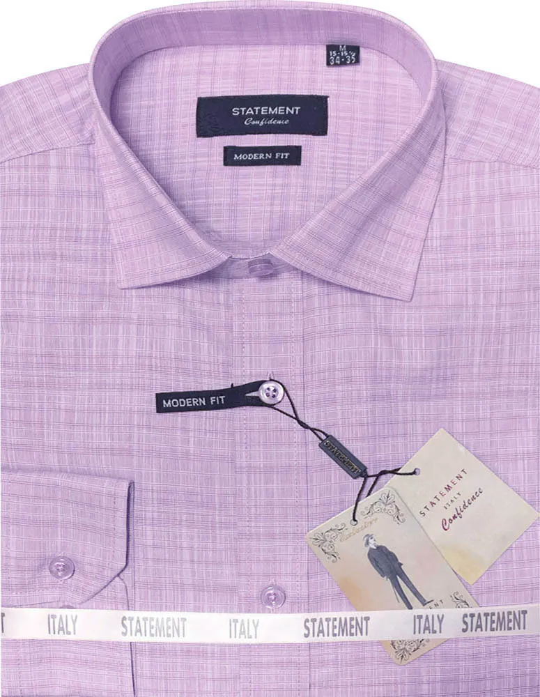 Hidden Button Placket Fashion Statement MODERN FIT LAVENDER DRESS SHIRT SELF TEXTURED