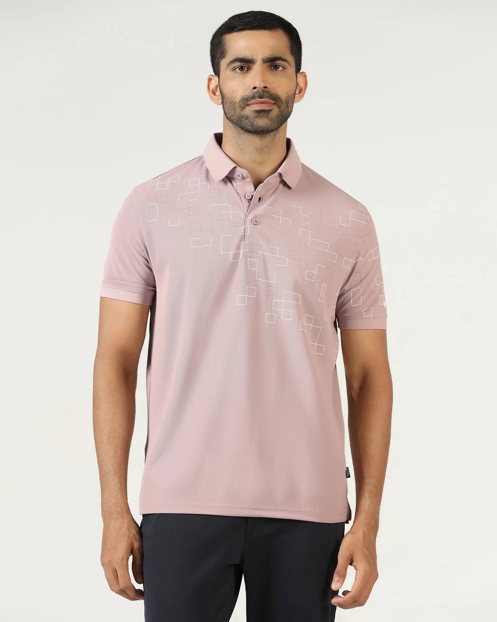 Summer Office Business Travel Dusty Pink TechPro Printed Polo - Luna