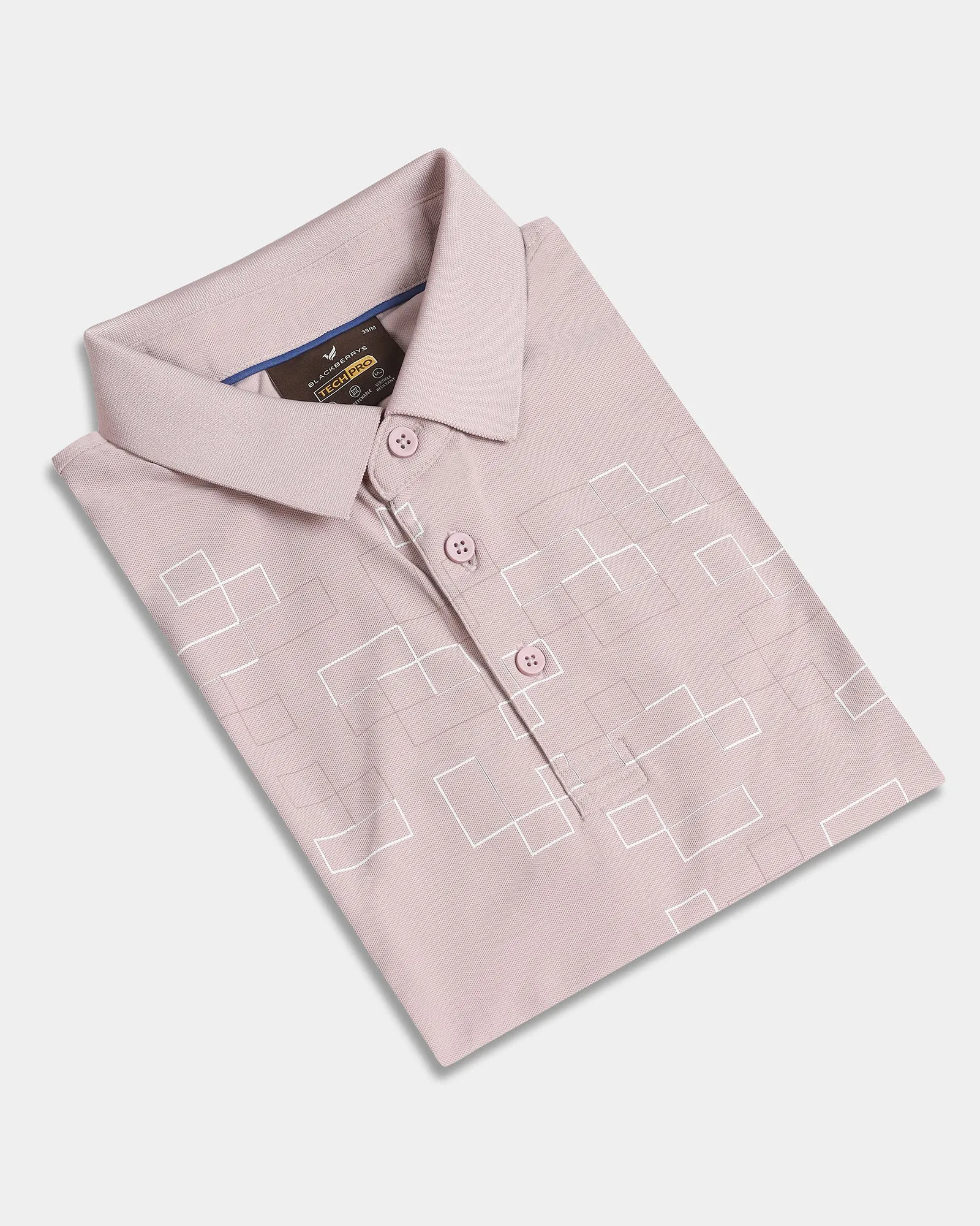 Dusty Pink TechPro Printed Polo - Luna Sophisticated Comfort