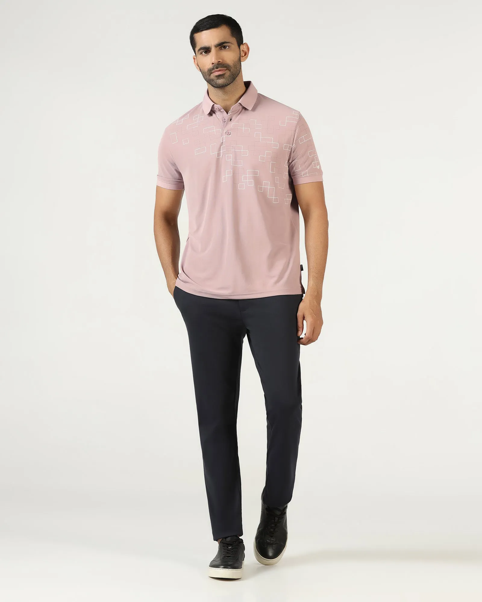 Dusty Pink TechPro Printed Polo - Luna athletic style Minimal Layer