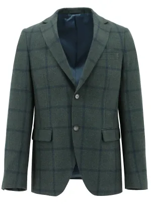 Glow In The Dark Trim High Collar Design Melrose Green Checked Sports Jacket