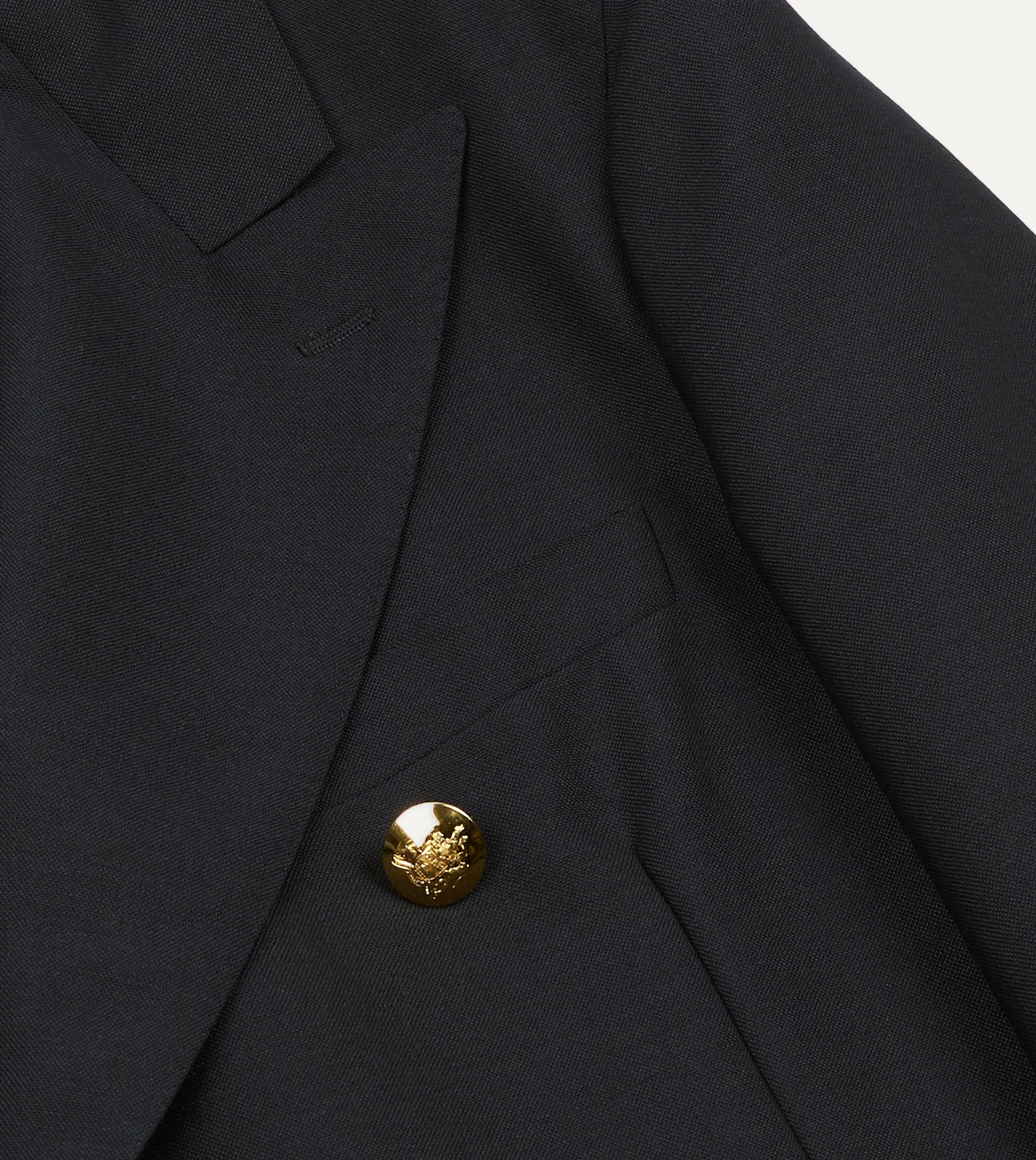 Navy Wool-Mohair Double-Breasted Travel Blazer Flexible Material CompressionPackableFabric