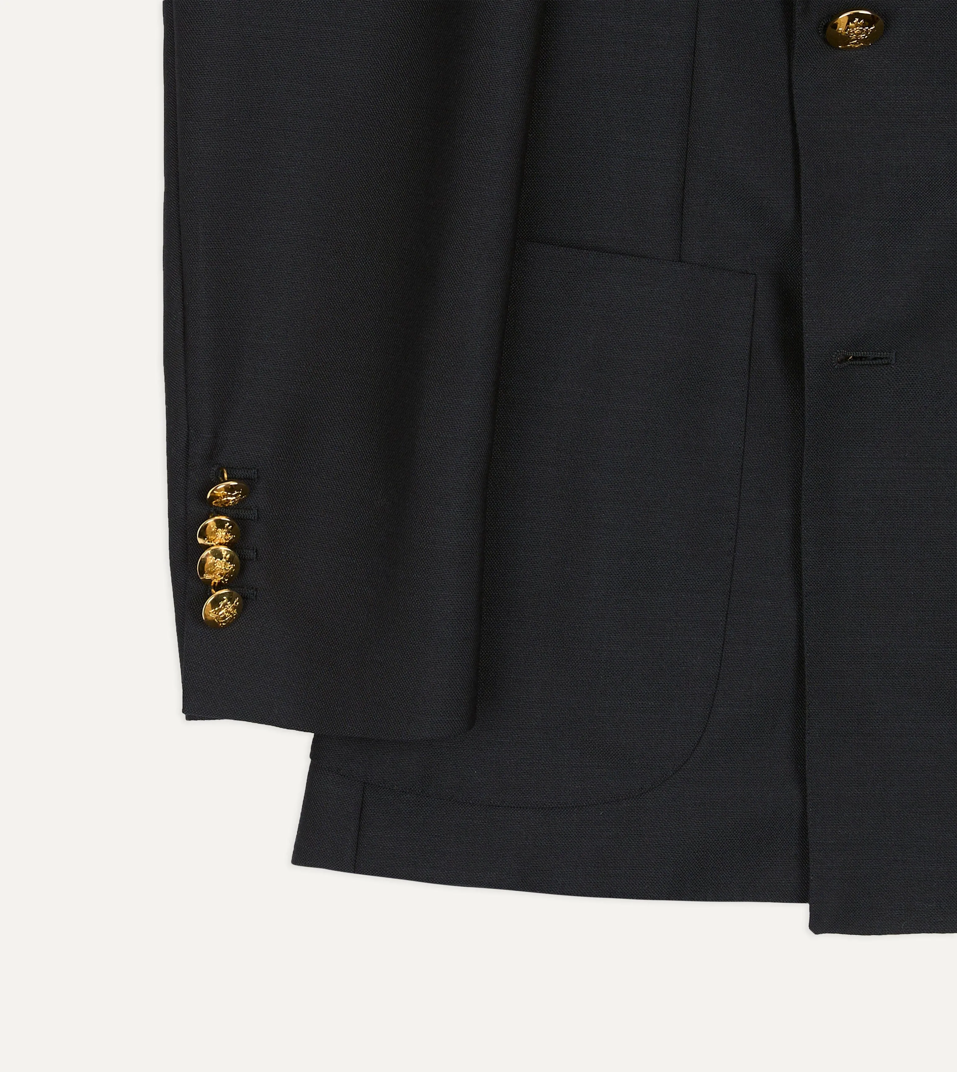 Comfort Stretch Fabric Navy Wool-Mohair Double-Breasted Travel Blazer