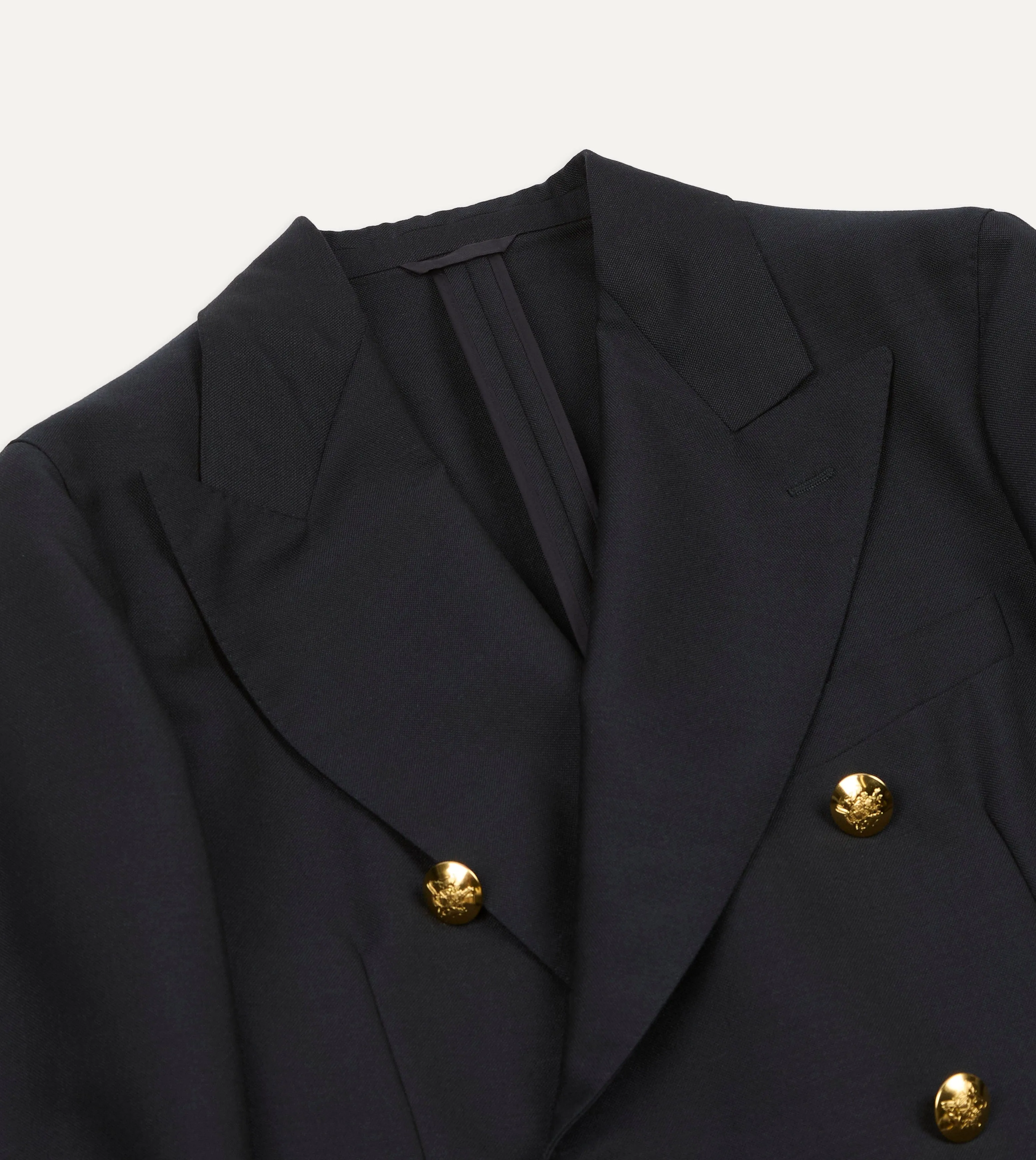 Navy Wool-Mohair Double-Breasted Travel Blazer heavy duty fabric