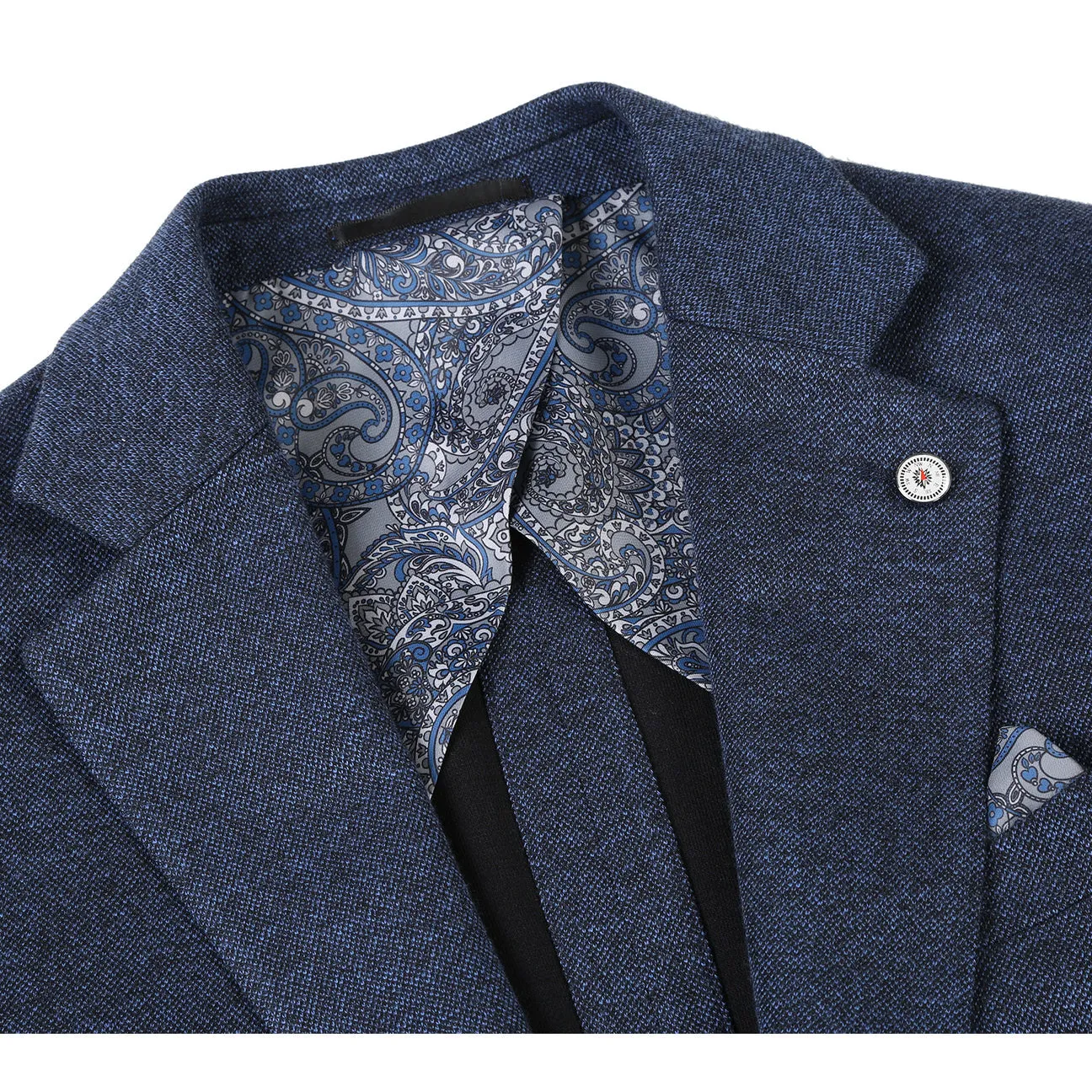 Regular Fit Cut Evening Chill Piece Pellagio Men's Half Canvas Navy Blazer PF23-7