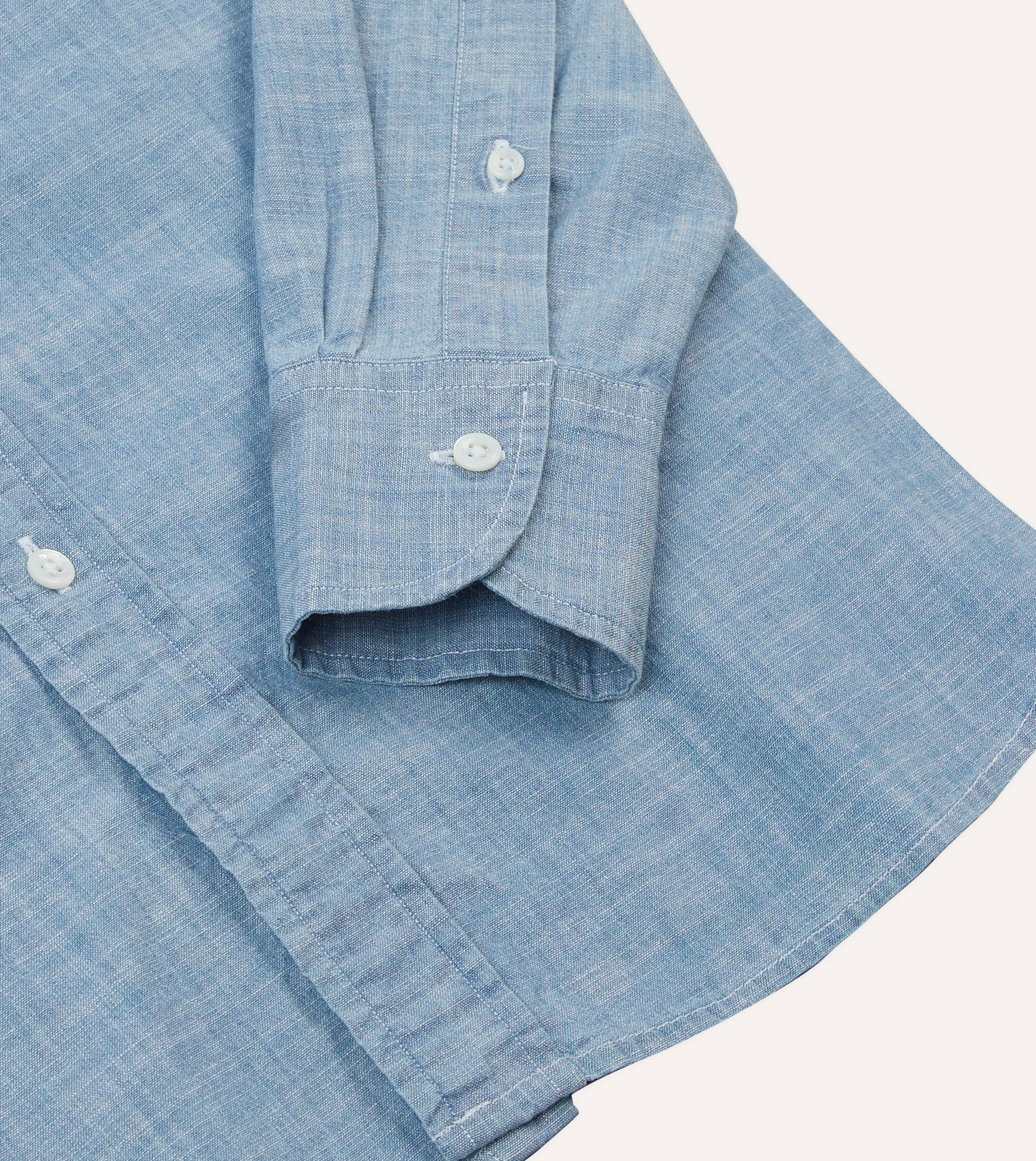 Chambray Cotton Mandarin Collar Shirt gender-neutral