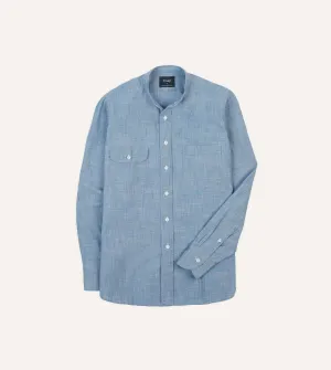 Iconic look Chambray Cotton Mandarin Collar Shirt