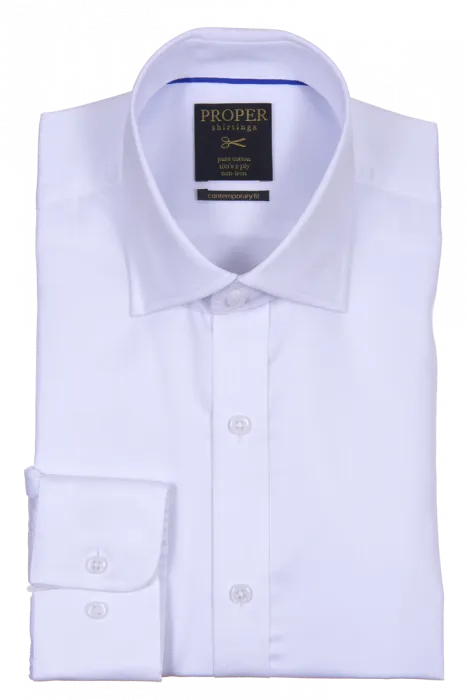 Flexible Shoulder Panels PROPER SHIRTINGS WHITE CONTEMPORARY FIT REGULAR CUFF N720ET0R-WHT