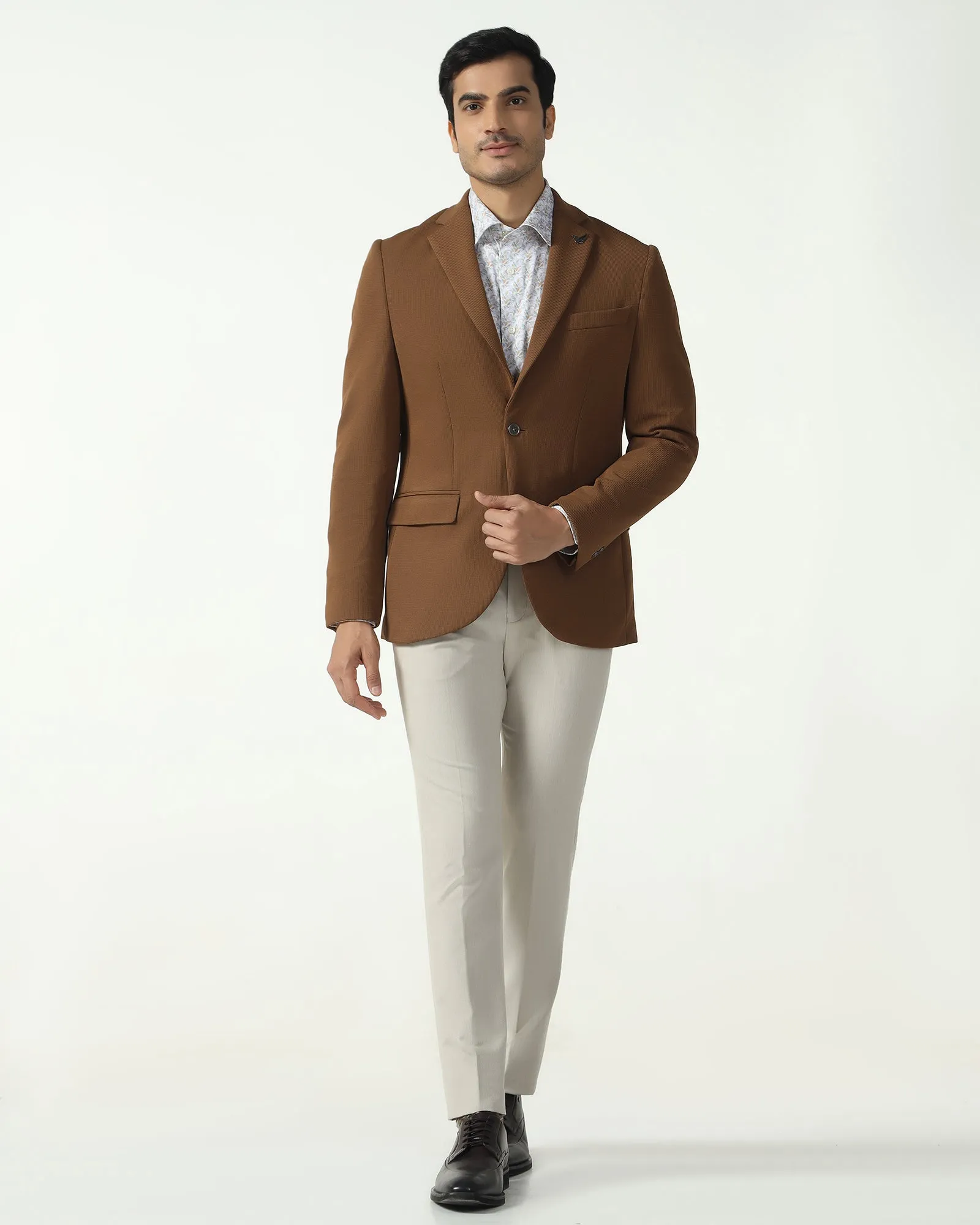 Formal Rust Textured Blazer - Rismo Seam Sealed Construction