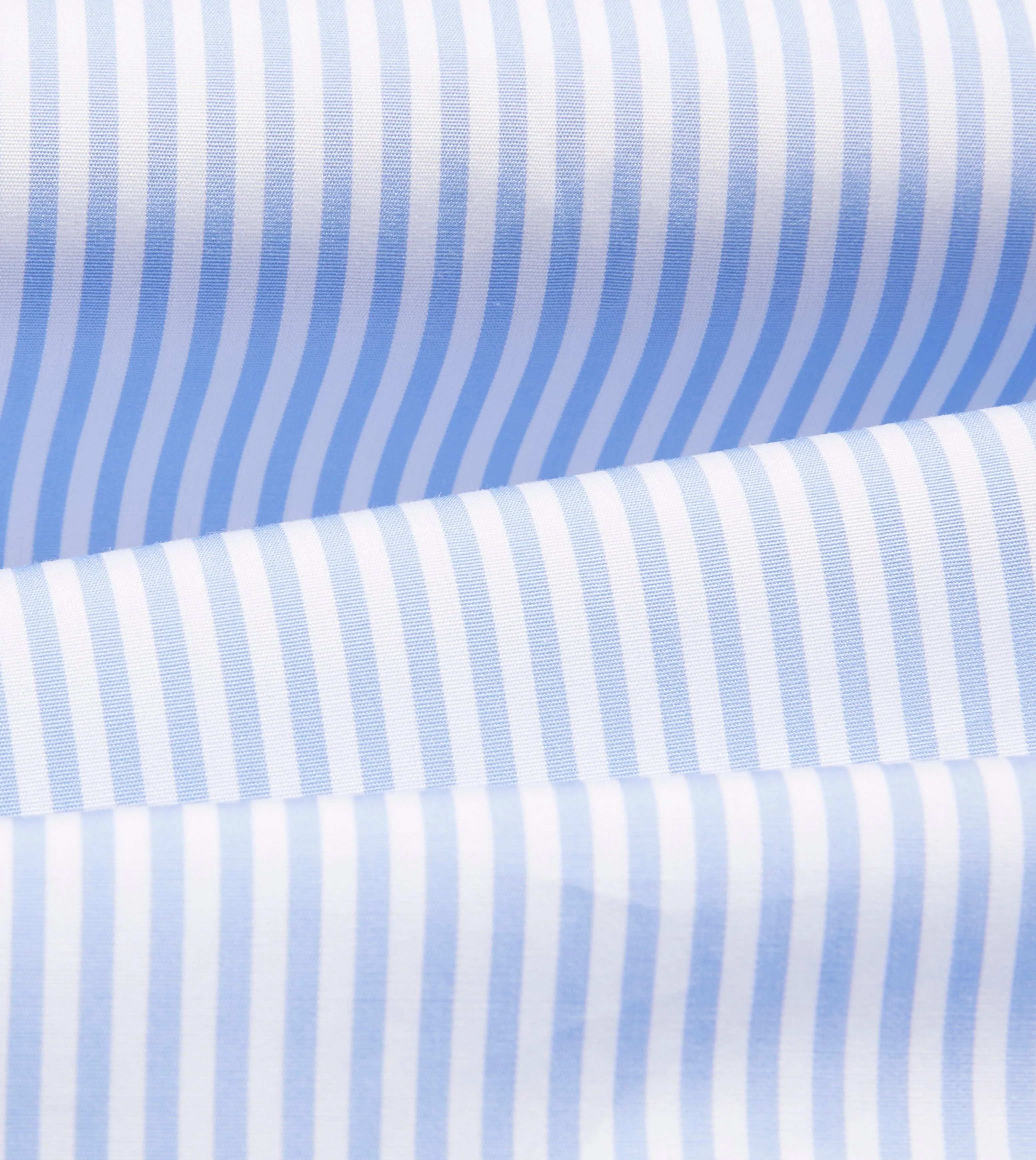 Sky Blue and White Bengal Stripe Spread Collar Cotton Poplin Shirt Durable Buttons Matte Finish