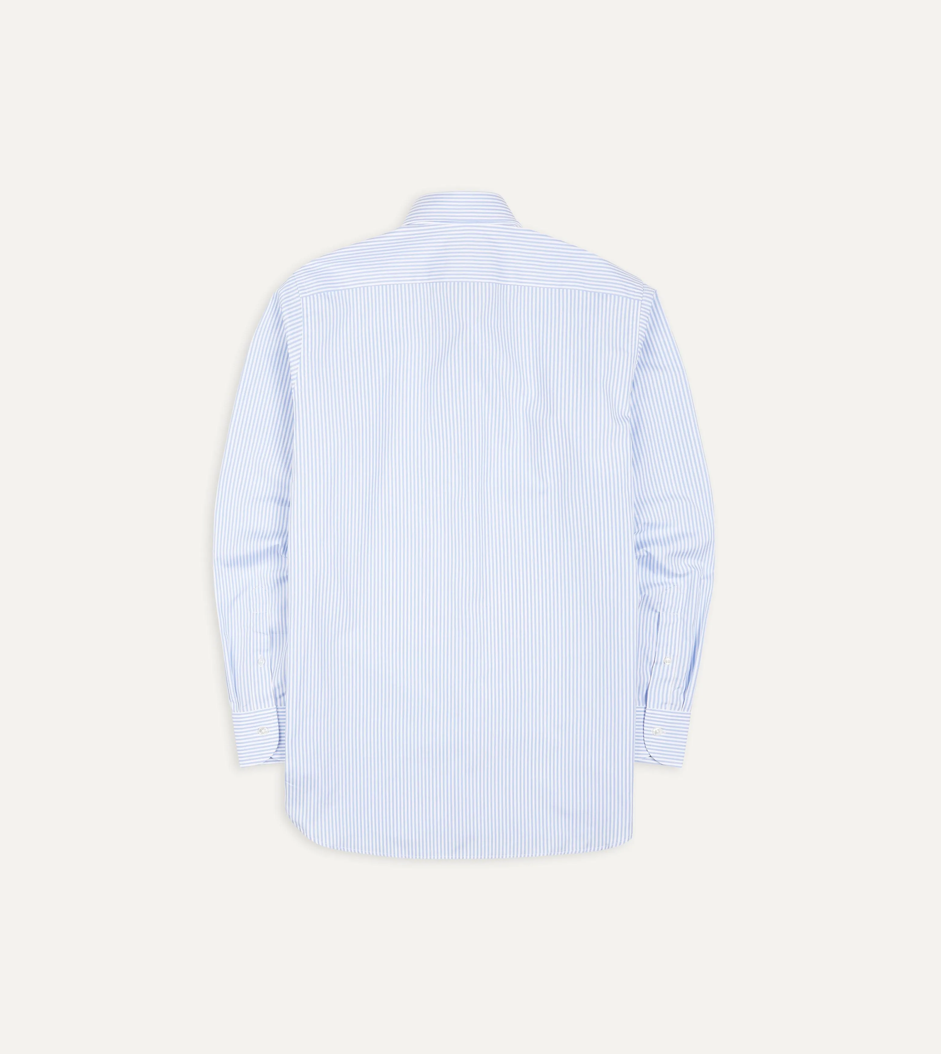 Tagless label Sky Blue and White Bengal Stripe Spread Collar Cotton Poplin Shirt