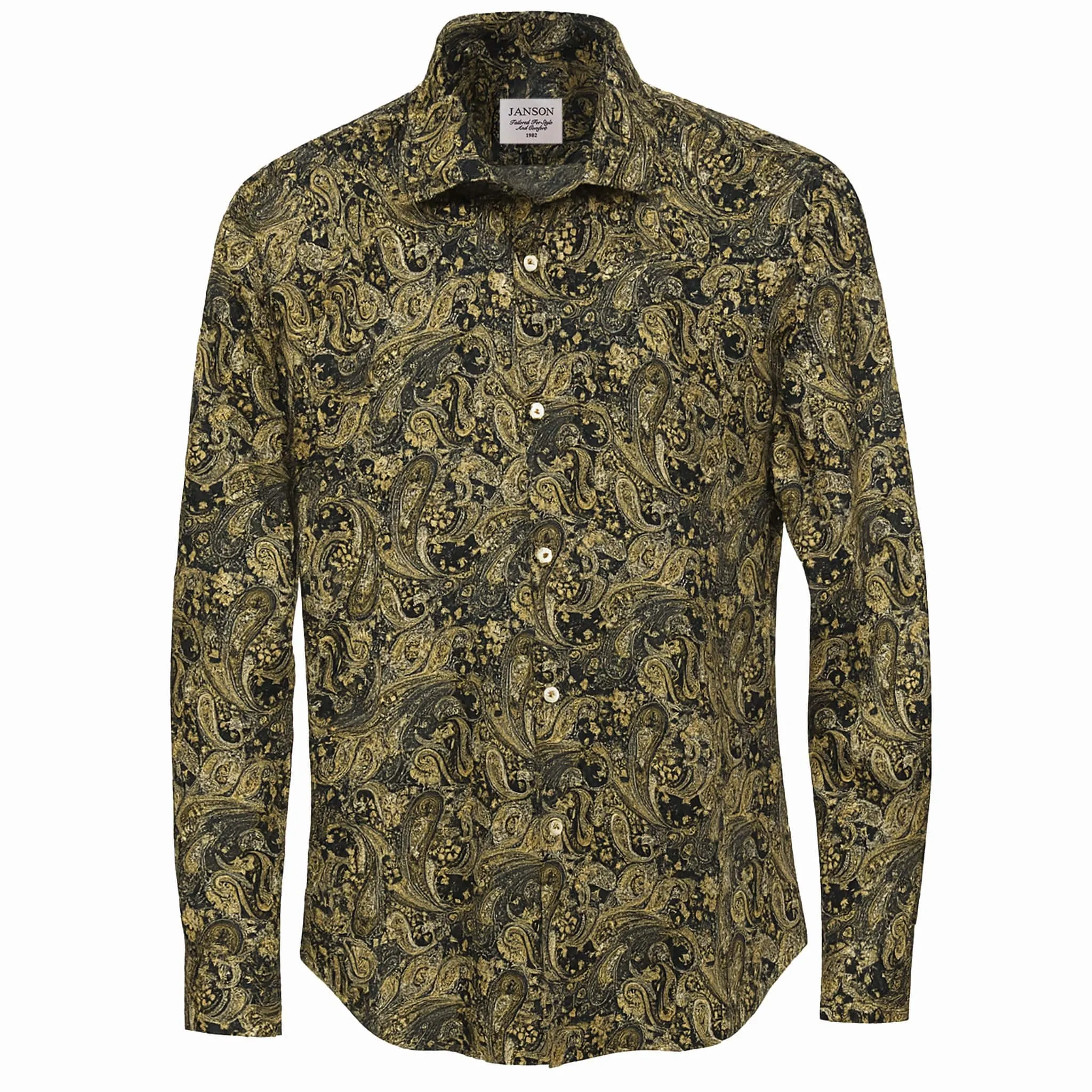Janson Sport Shirt-100% Cotton Satin Finish, European Made Lightweight Weave Classic Style