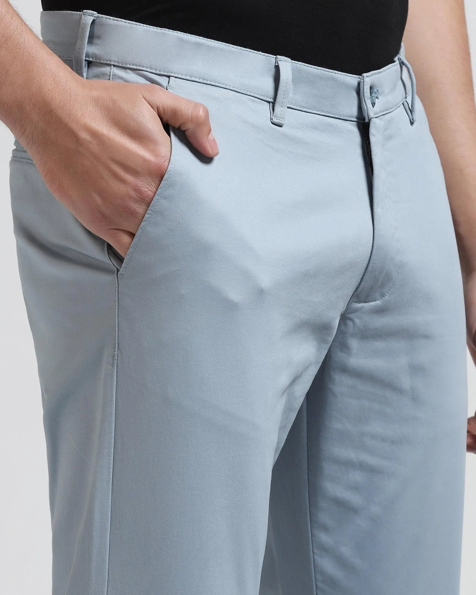 Body Sculpting Slim Fit B-91 Casual Blue Solid Khakis - Cultron