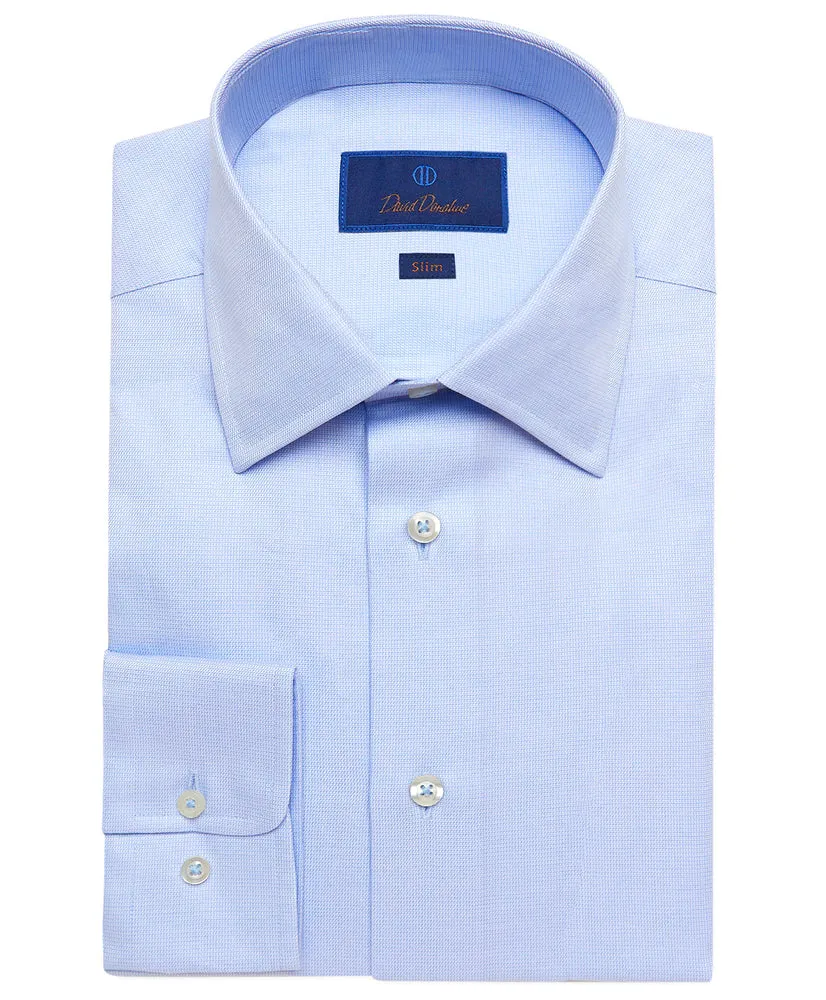 OdorResistantClothing LowMaintenanceFabric Slim Fit Dress Shirt - Sky