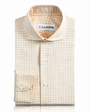 Traditional Cream Tan Graph Checks Shirt elegant design