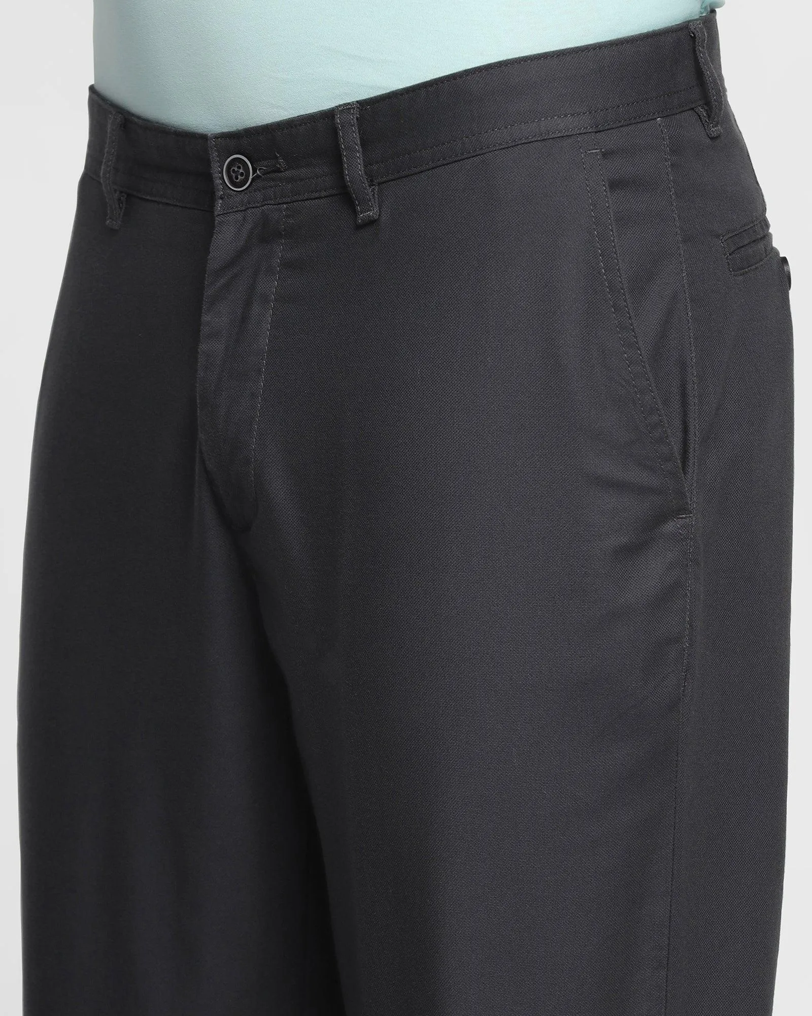 Slimline Fit Slim wear Straight B-90 Casual Charcoal Textured Khakis - Cratis