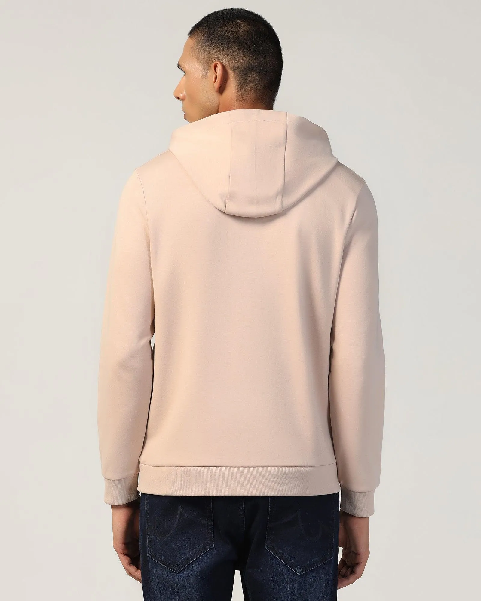 Stylish Layer CompactPackaging Hoodie Beige Solid Sweatshirt - Snape