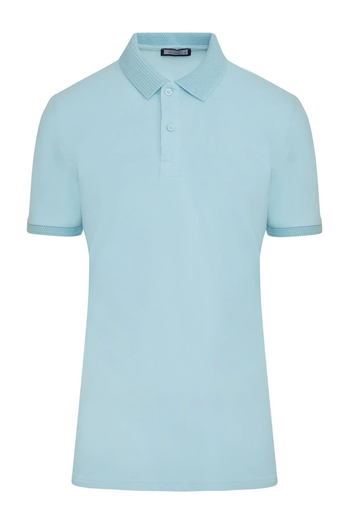 Urban Casual Regular Fit Light Blue Basic Cotton Polo T-Shirt