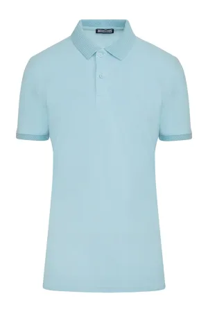 Regular Fit Light Blue Basic Cotton Polo T-Shirt Weekend Ready Stylish Design