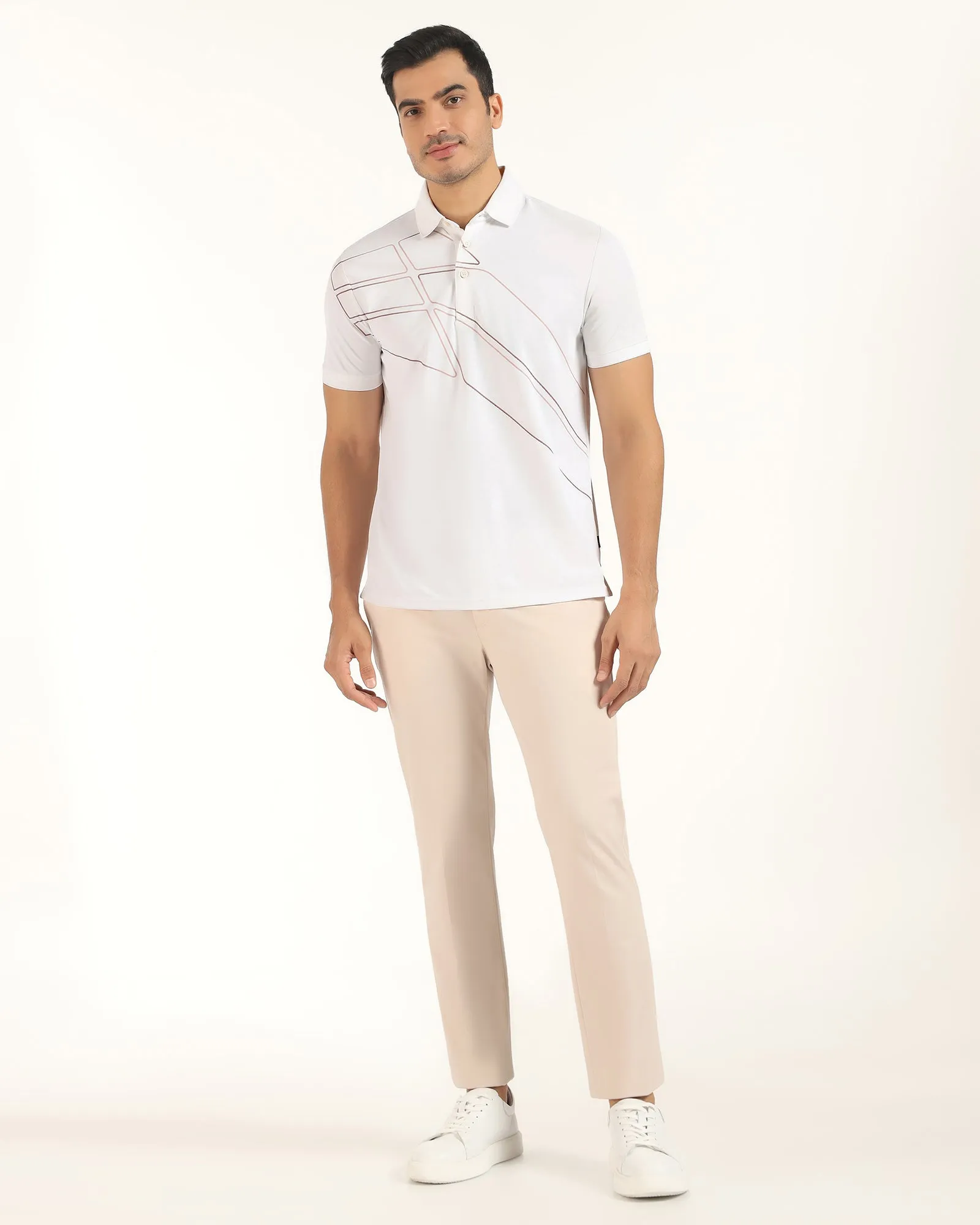 TechPro Polo White Printed T-Shirt - Slash Effortless Style Premium Cotton