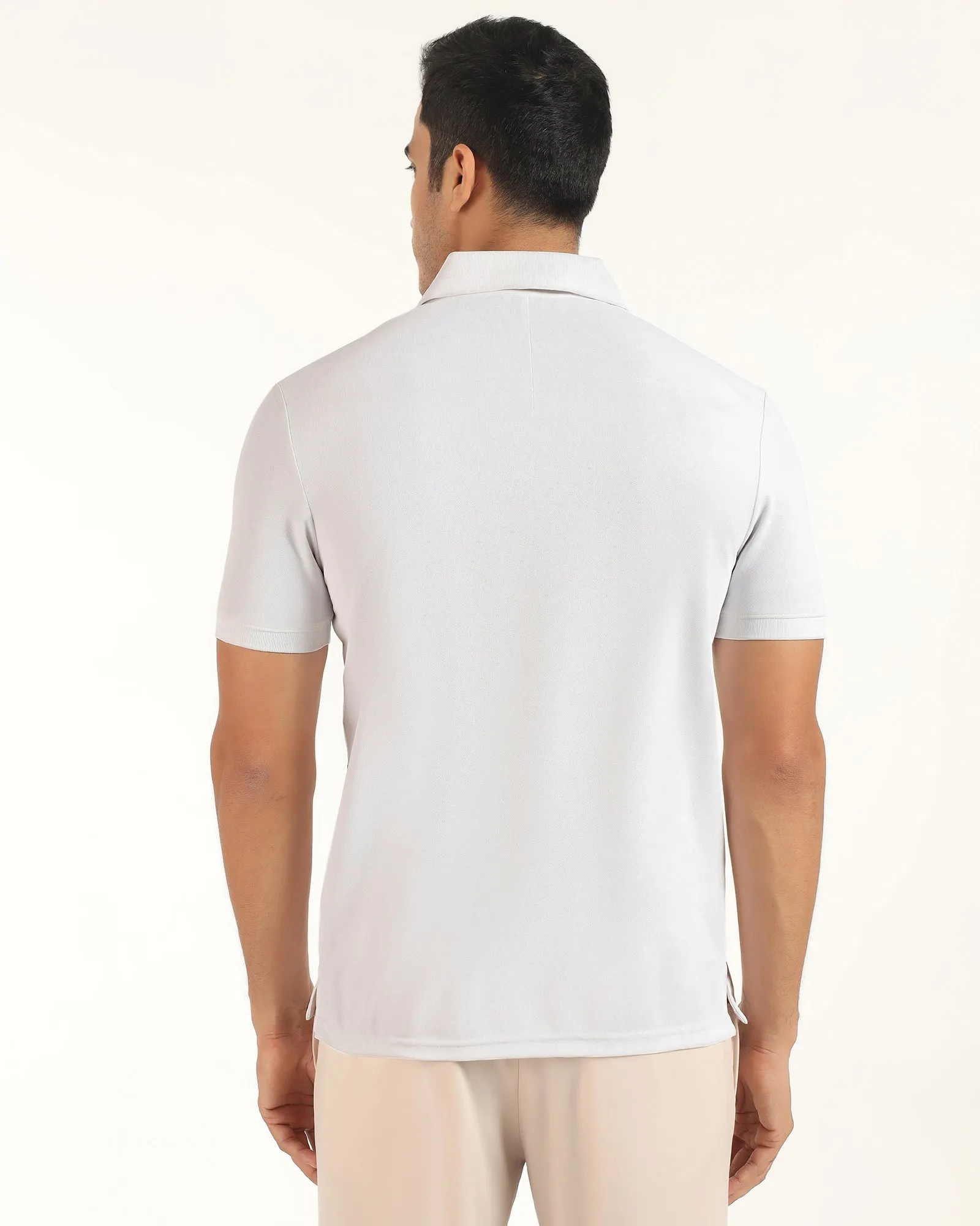 TechPro Polo White Printed T-Shirt - Slash AntiPilling Technology