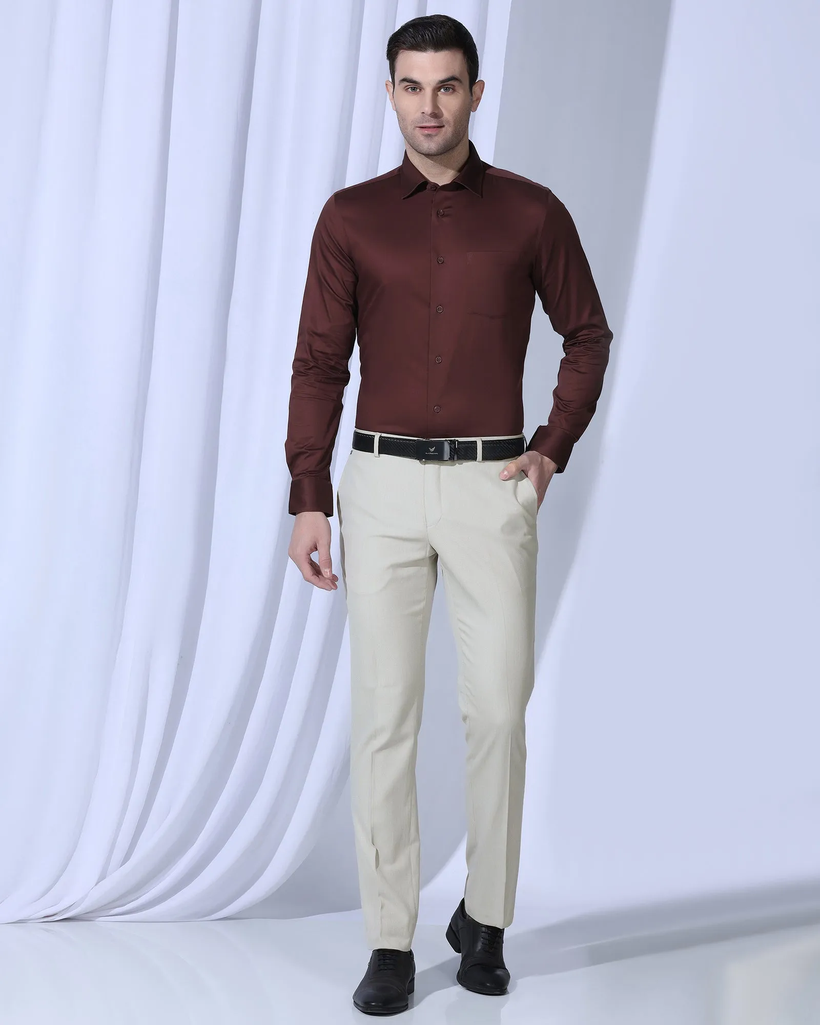 Slim Comfort B-95 Formal Beige Textured Trouser - Coach Timeless Utility